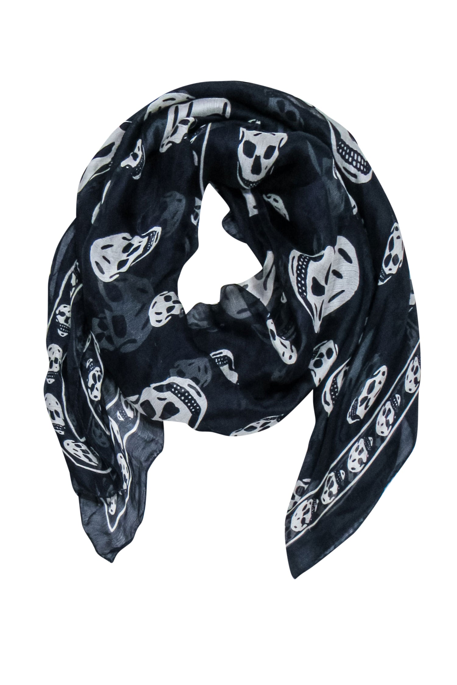 Alexander McQueen Navy & White Skull Print Scarf: A Must-Have Gothic Accessory