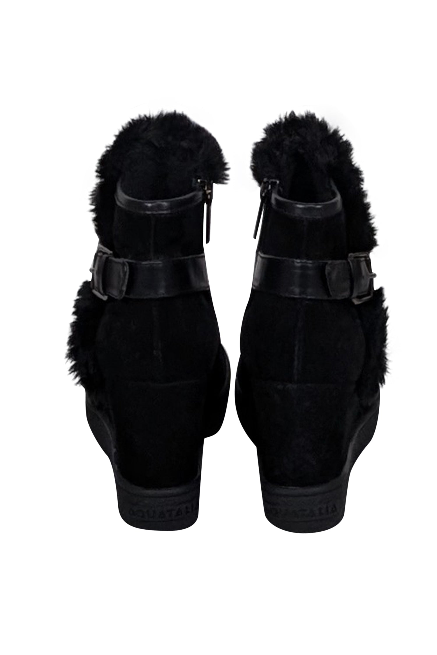 Aquatalia Black Suede Wedged Short Boots - Size 8: Your Winter Style Essential