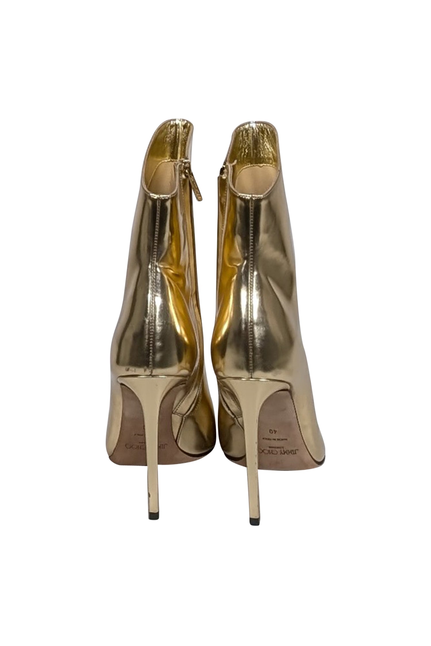 Jimmy Choo Gold Patent Leather Hurley Tall Boots - Size 10 with Detachable Shaft