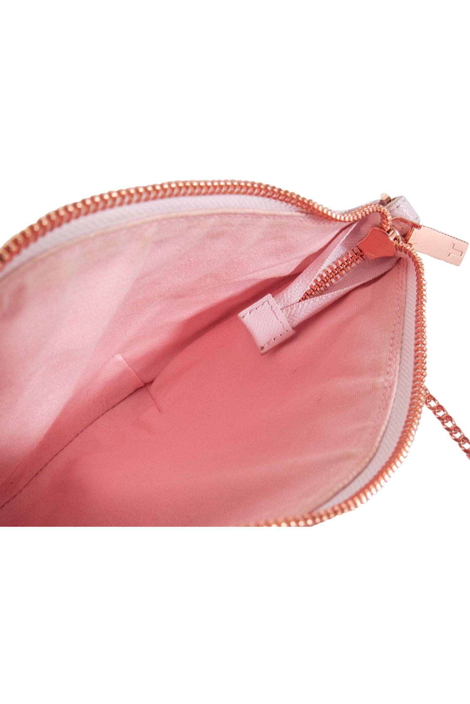 Ted Baker - Enchanting Pink & White Rose Print Leather Crossbody Bag