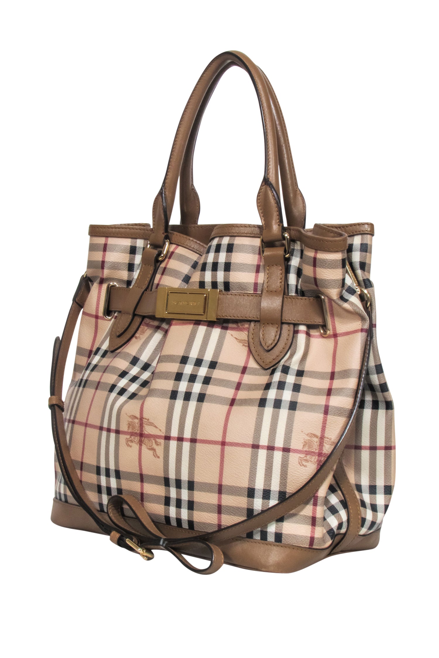 Burberry - Beige Signature Plaid Large Bucket Bag: A Style Icon