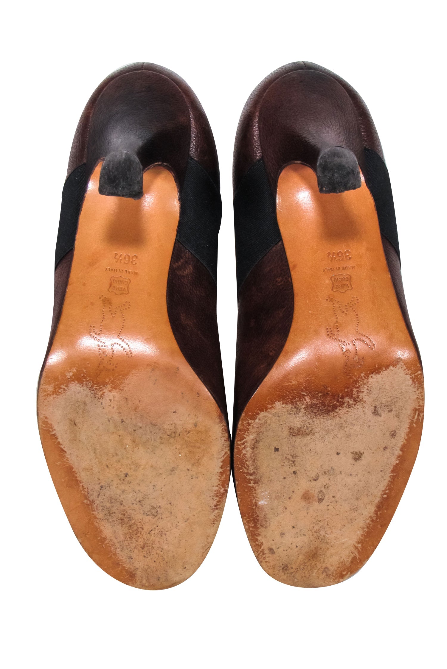 Marni's Stunning Brown Leather Pumps with Black Strap - Size 6.5