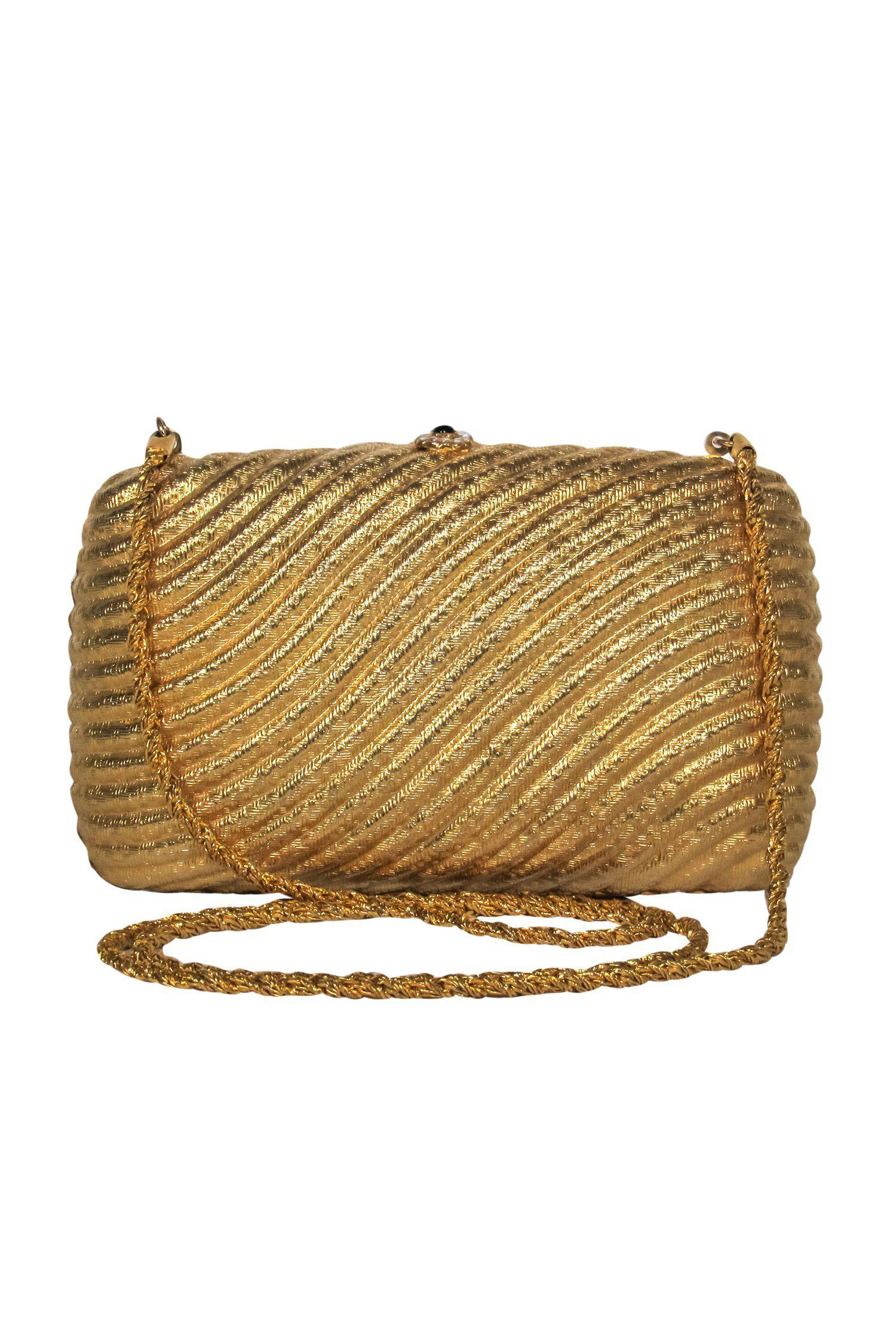 I. Magnin & Co. - Stunning Gold Textured Chain Crossbody