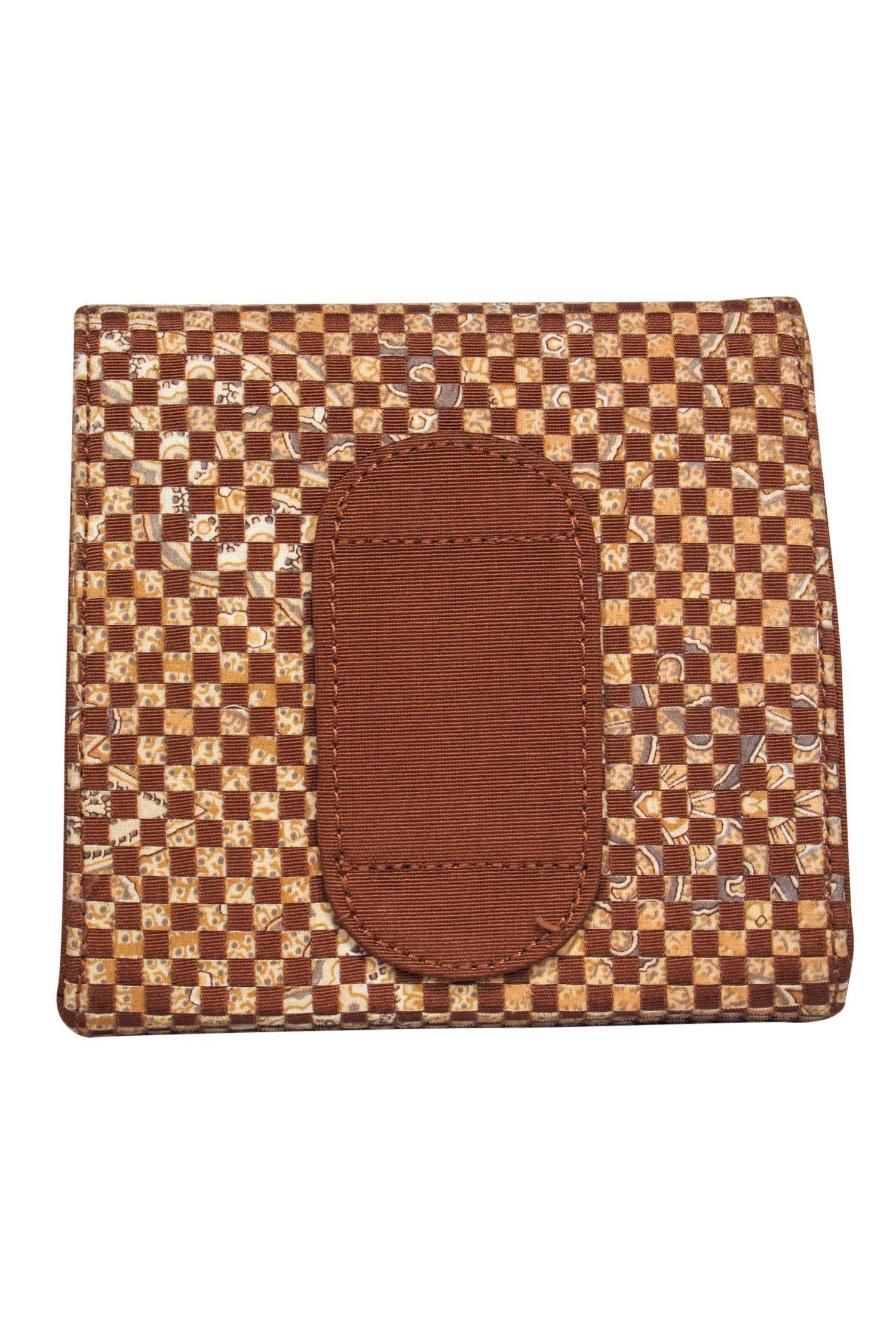 Etro's Stylish Brown & Beige Checkered Mini Crossbody Bag