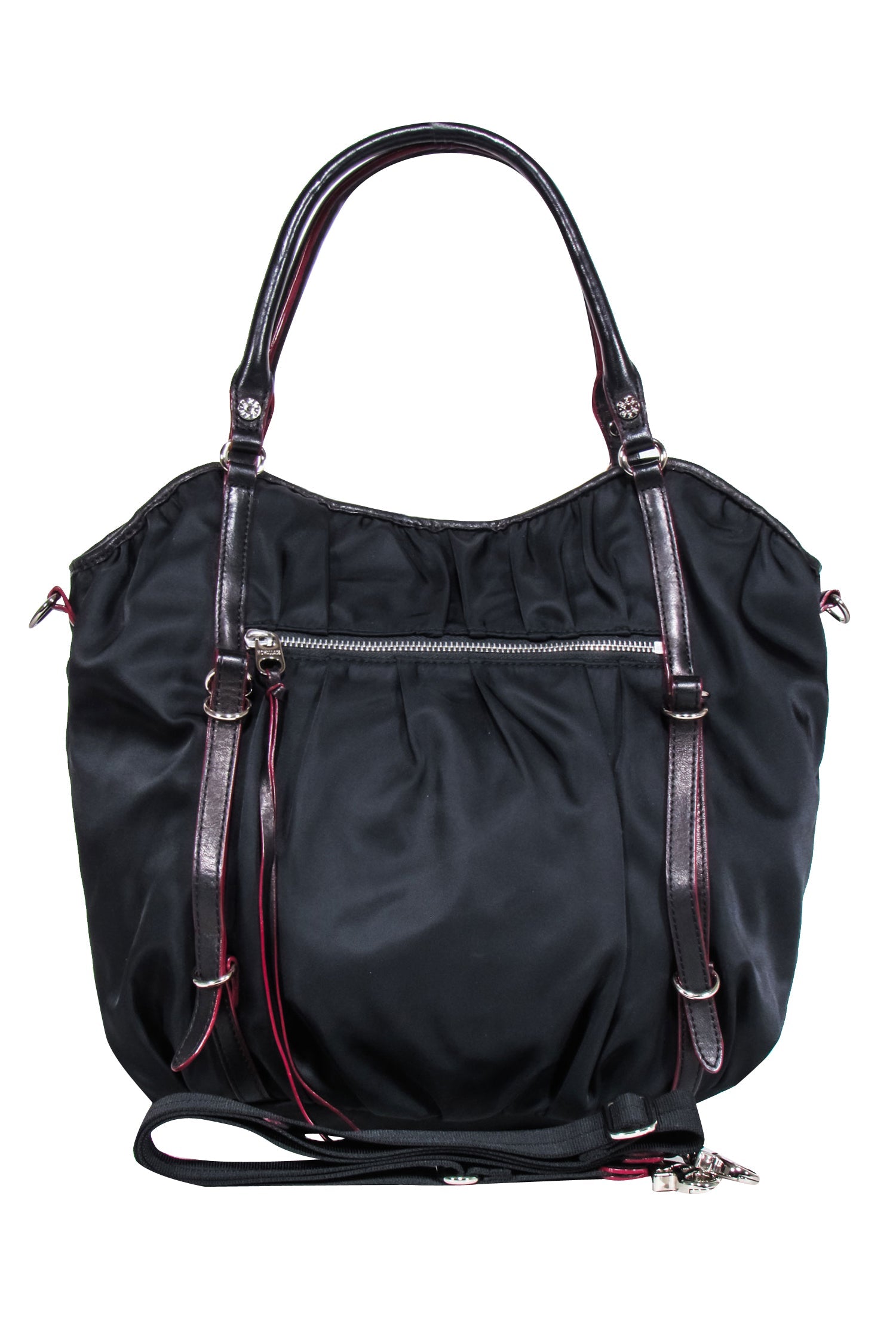 MZ Wallace - Stylish Black Nylon Satchel Bag with Detachable Strap