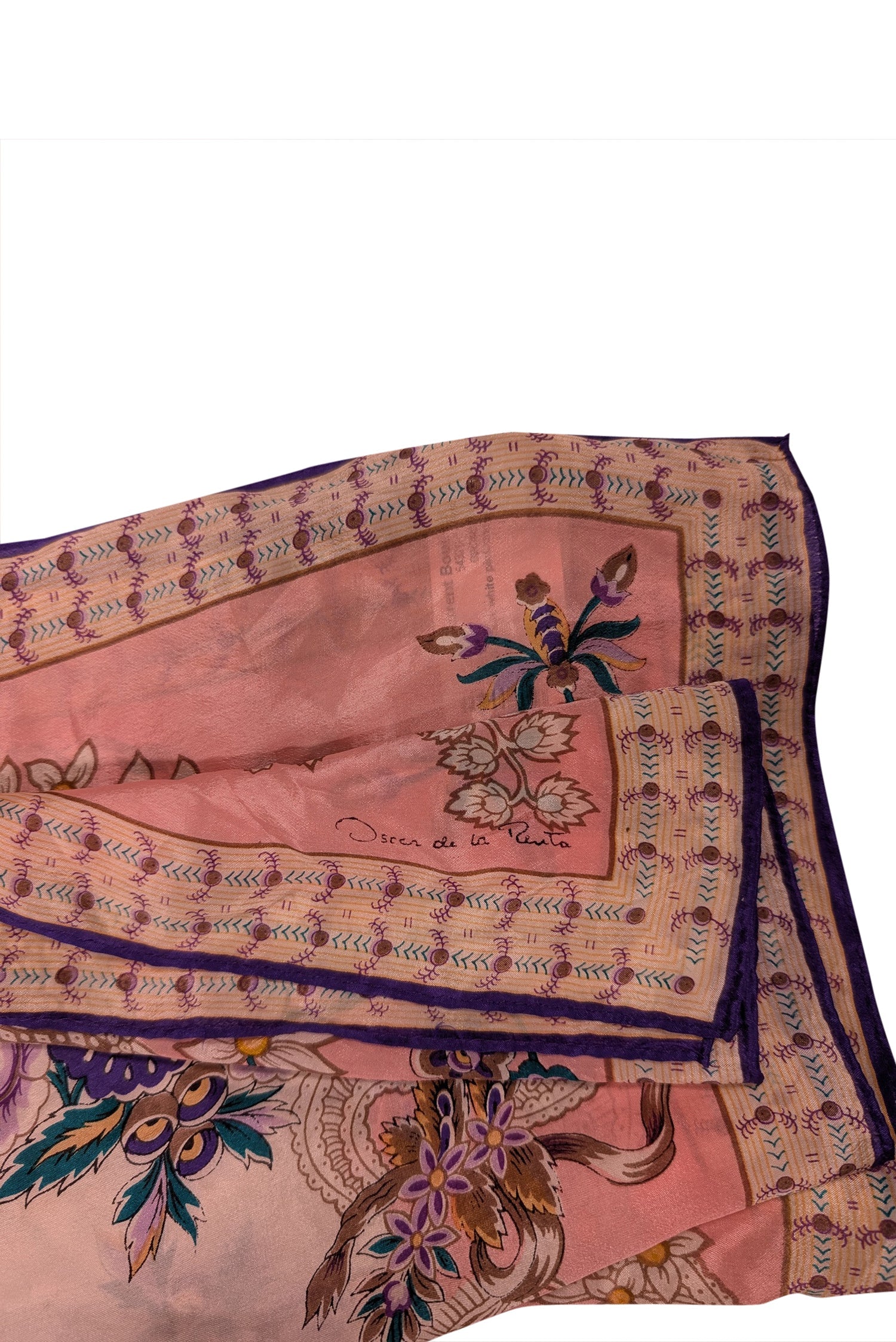 Oscar de la Renta - Stunning Pink & Multi - Color Floral Print Silk Scarf