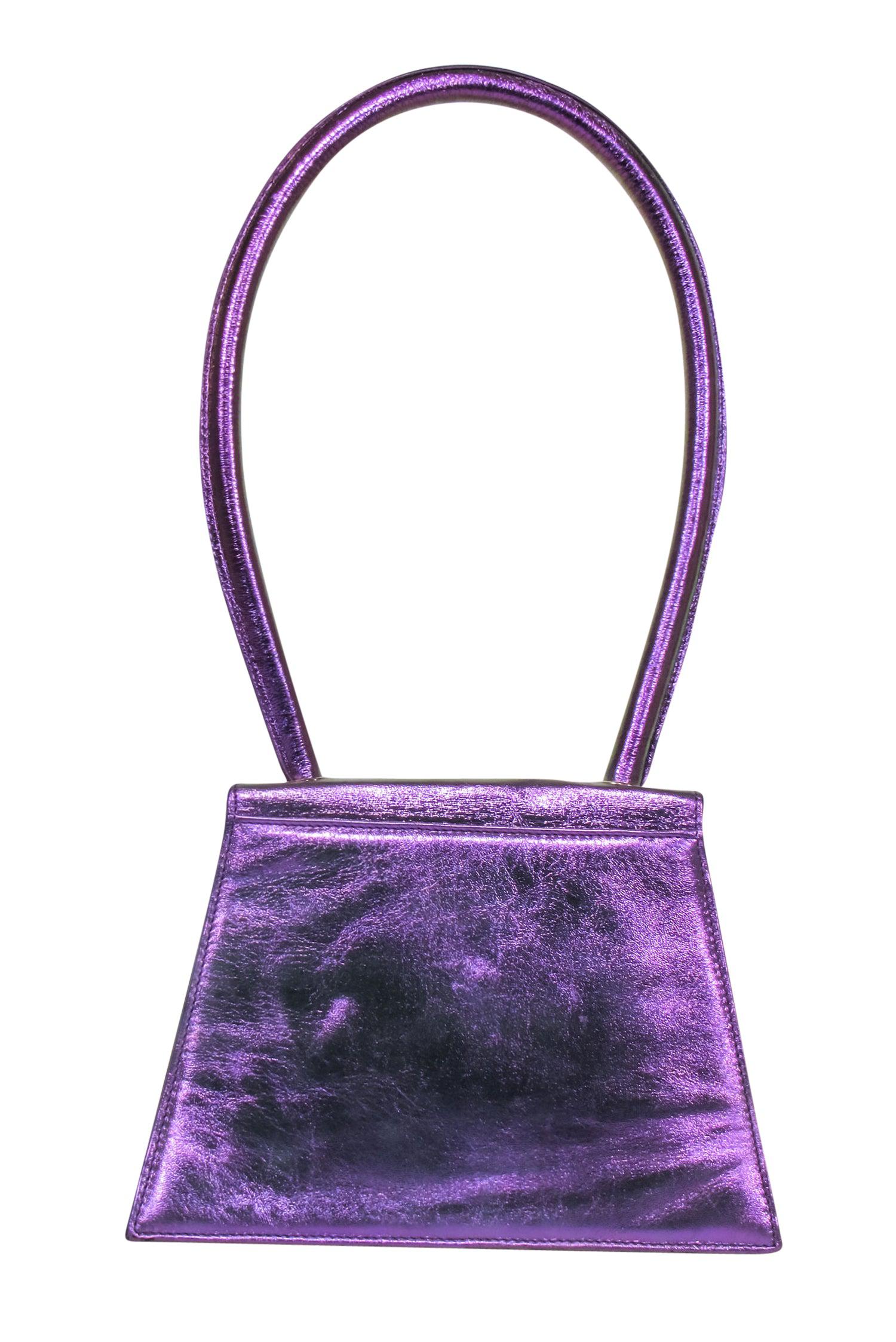 Amelie Pichard Purple Metallic Fold - Over Triangle Handbag: A Fashion Statement