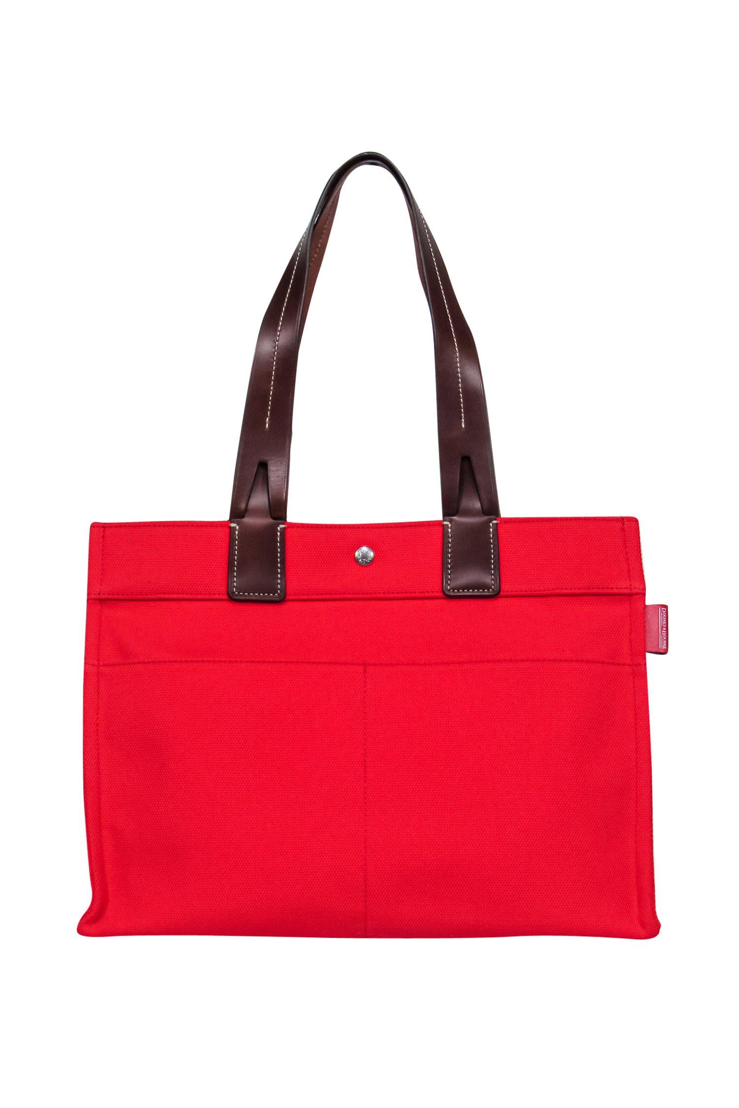 Dooney & Bourke - Stunning Red Woven Canvas Tote Bag with Leather Handles