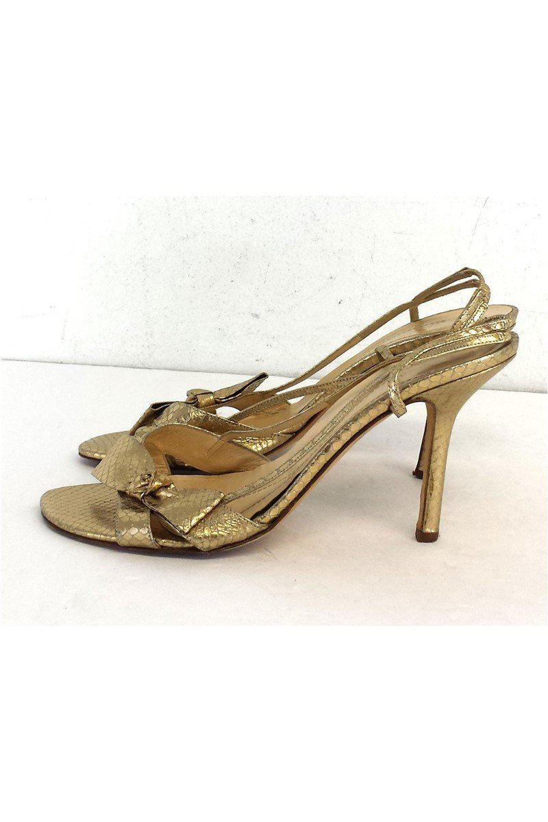 Gorgeous Kate Spade Gold Fish Scale Print Leather Bow Heels in Size 10 - Grab Yours Now!
