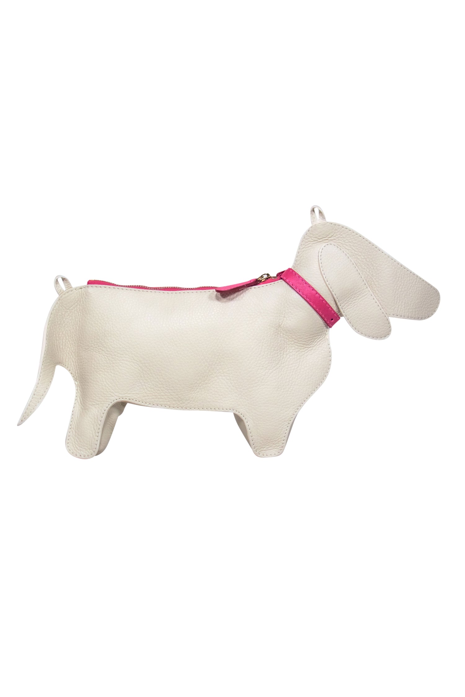 Harmont & Blaine - Adorable White & Pink Pebbled Leather Dachshund Crossbody Bag