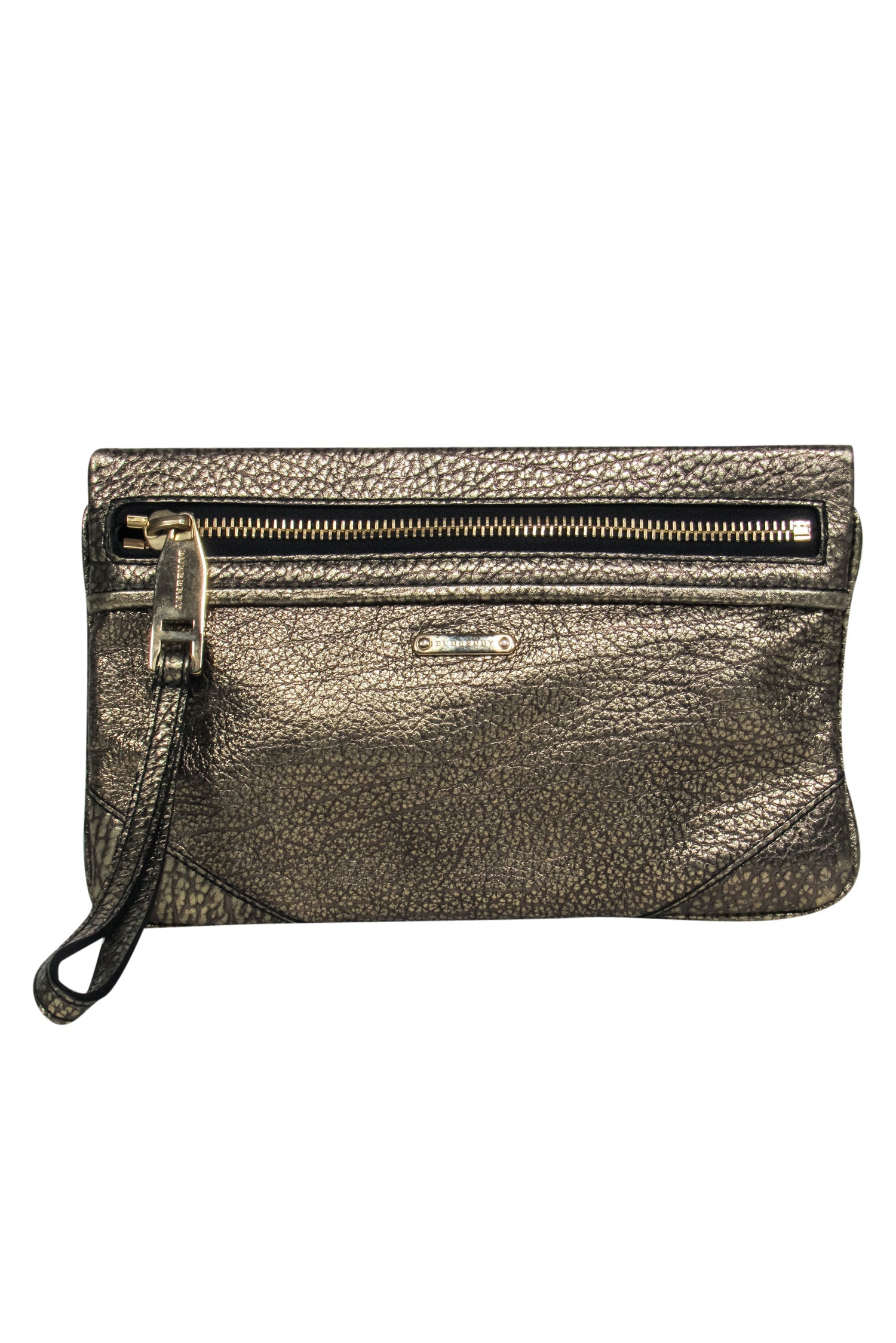 Burberry's Glittering Pebbled Gold Leather Zippered Wristlet
