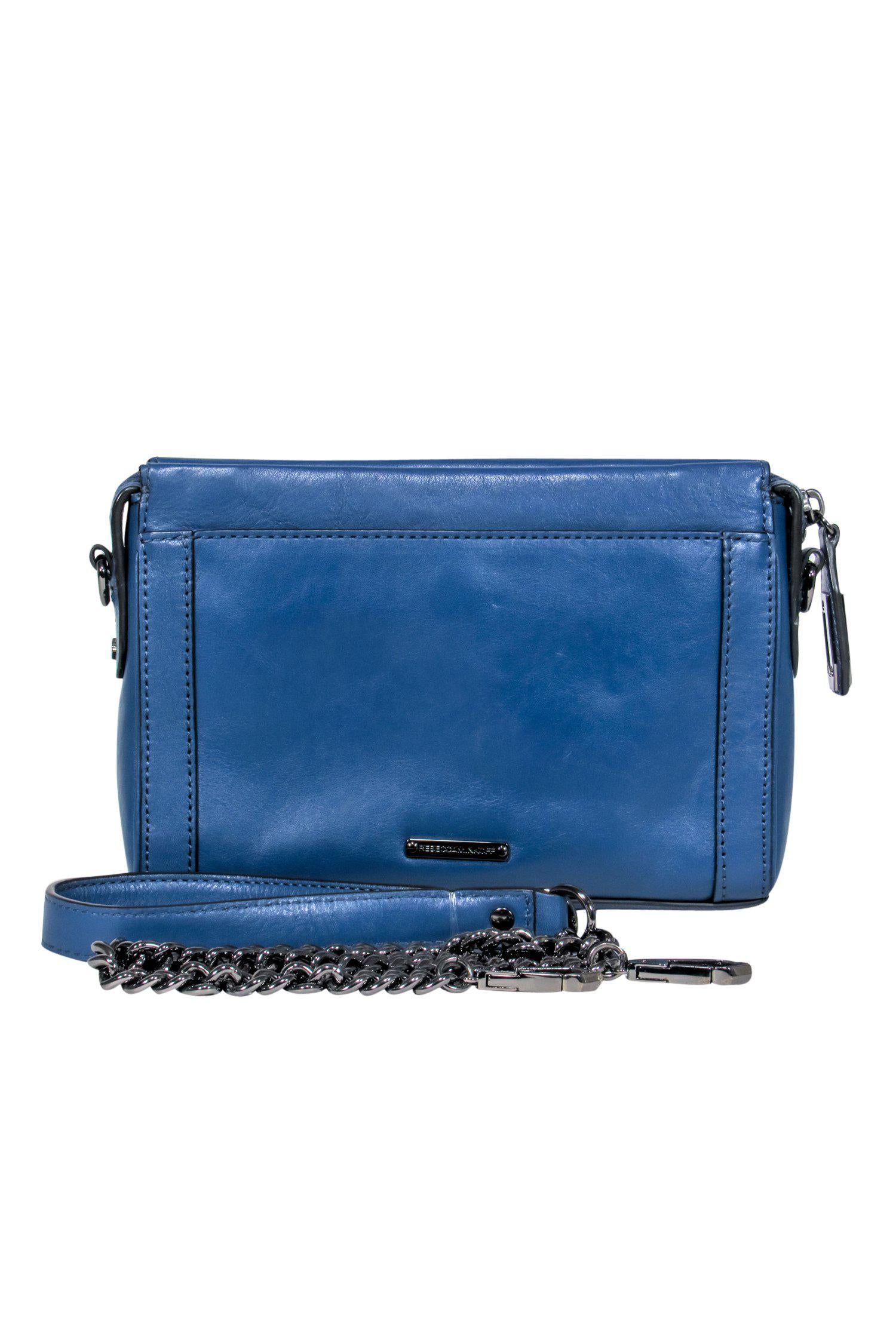 Rebecca Minkoff's Dusty Blue Leather Chain Strap Crossbody - A Fashion Essential