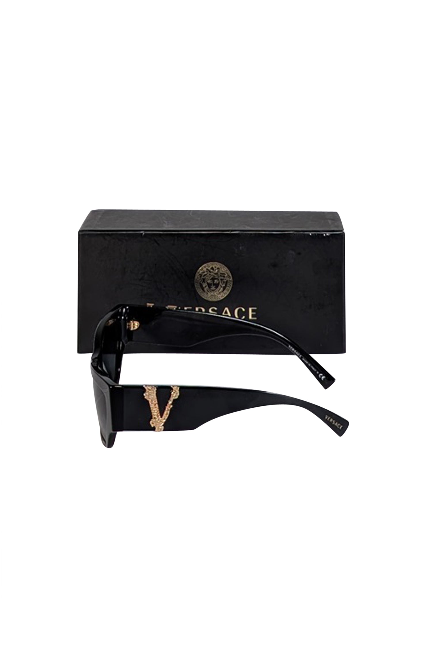 Versace Glamorous Black Thick Cat Eye Sunglasses