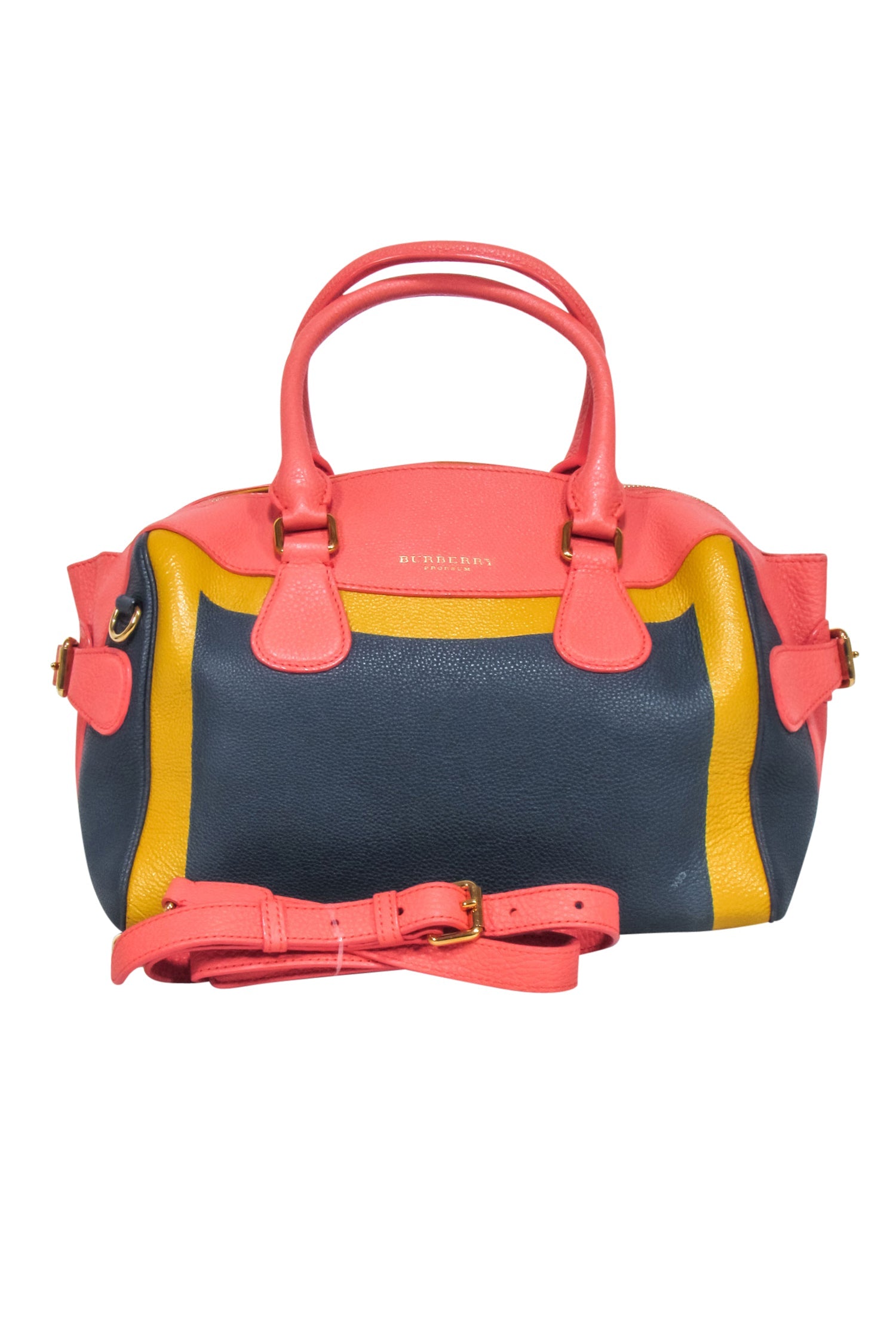 Burberry Prorsum - Hand Painted Bowler Bag in Stunning Navy, Peach & Yellow
