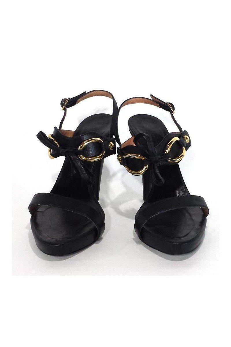 Max Mara's Stunning Black Leather Tie Front Heels - Size 9