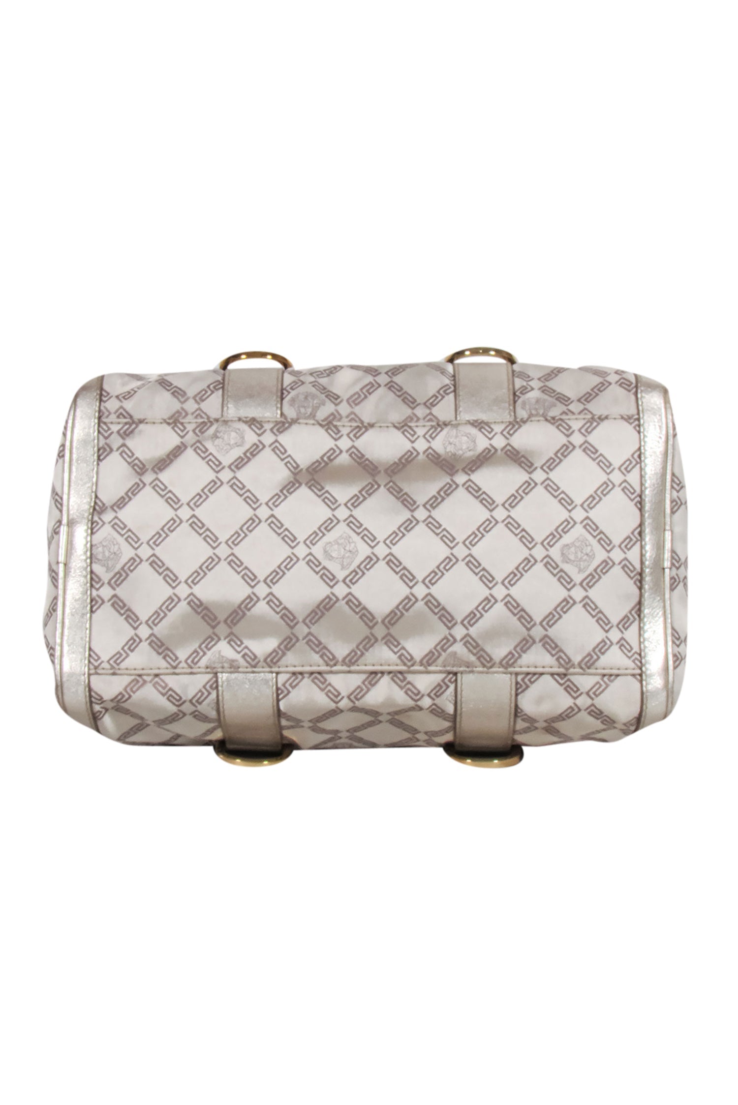 Versace Gold & Beige Logo-Print Glamorous Handbag