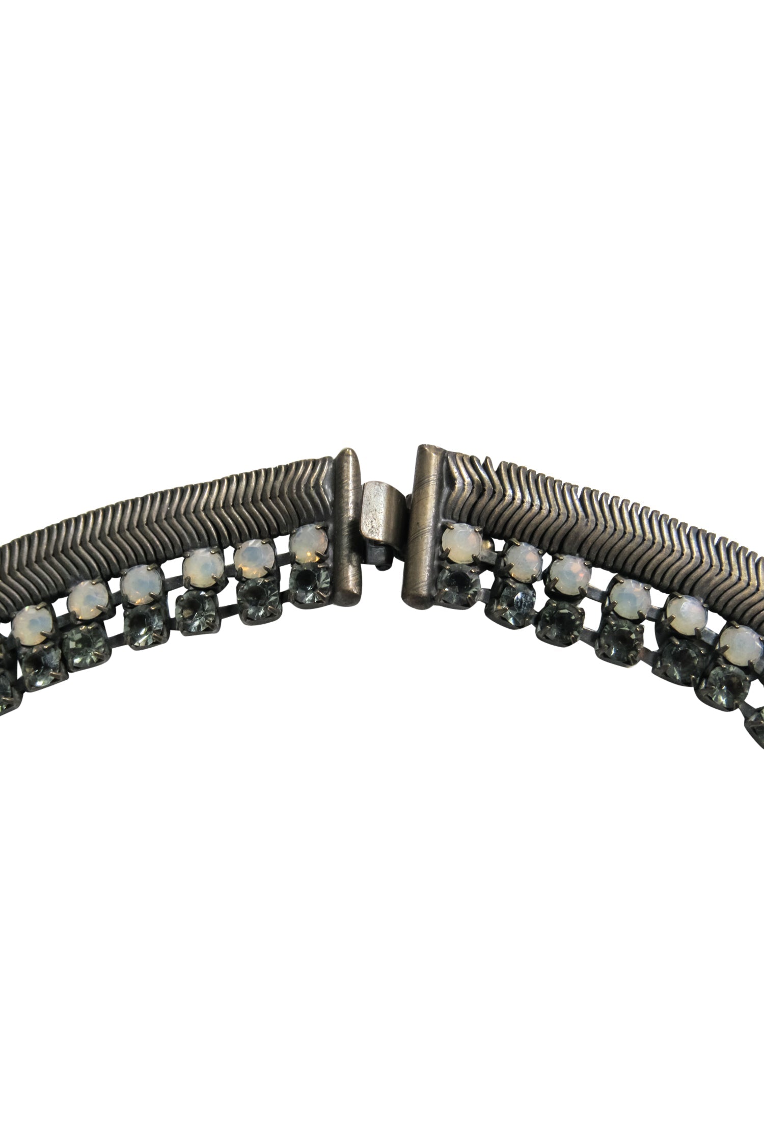 Lionette's Dazzling Bronze Squiggly Jeweled Bar Pendant Necklace
