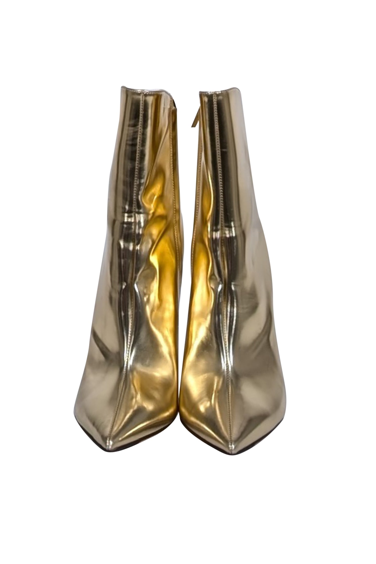 Jimmy Choo Gold Patent Leather Hurley Tall Boots - Size 10 with Detachable Shaft