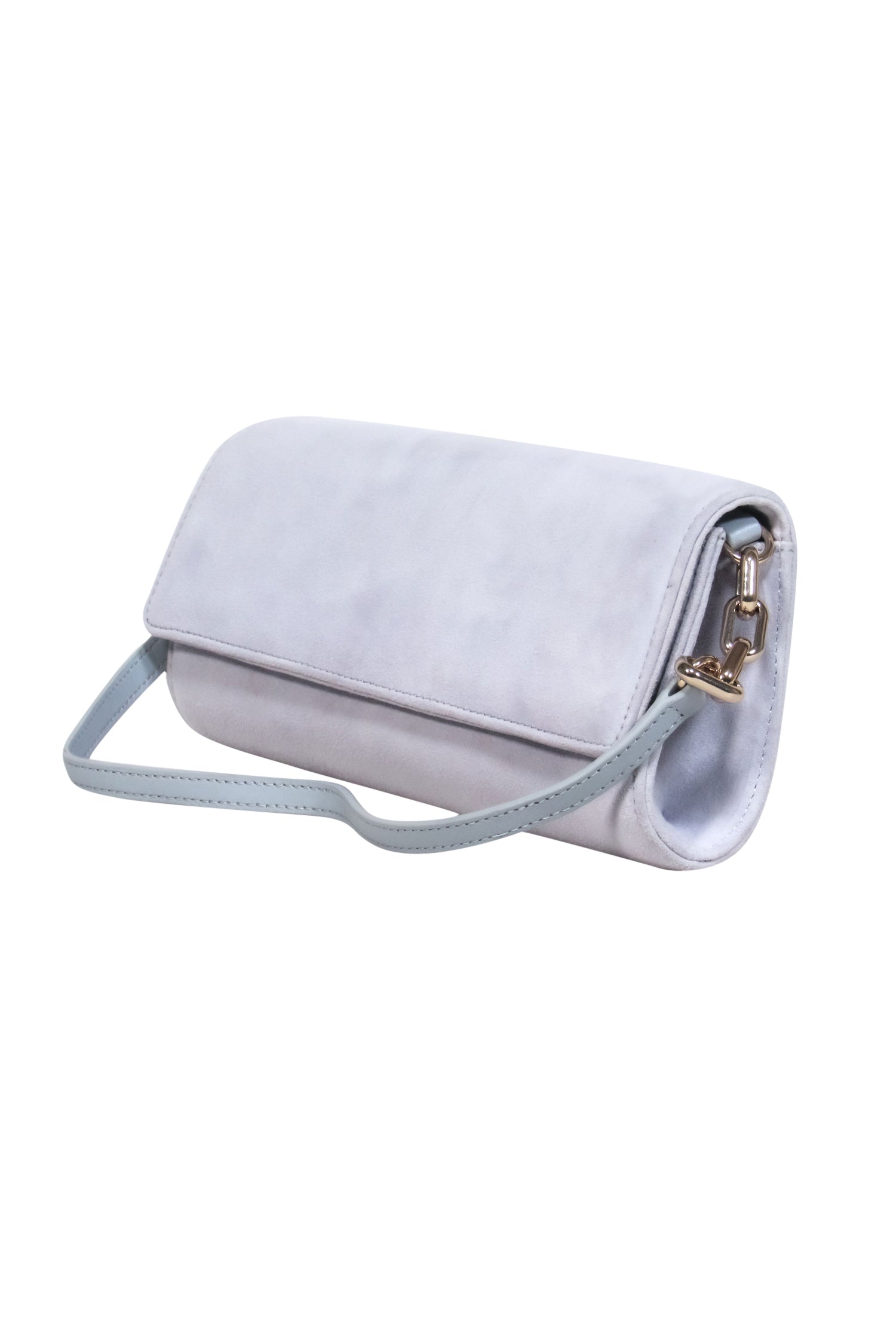 Hobbs - Stylish Light Gray Suede Convertible Clutch & Shoulder Bag