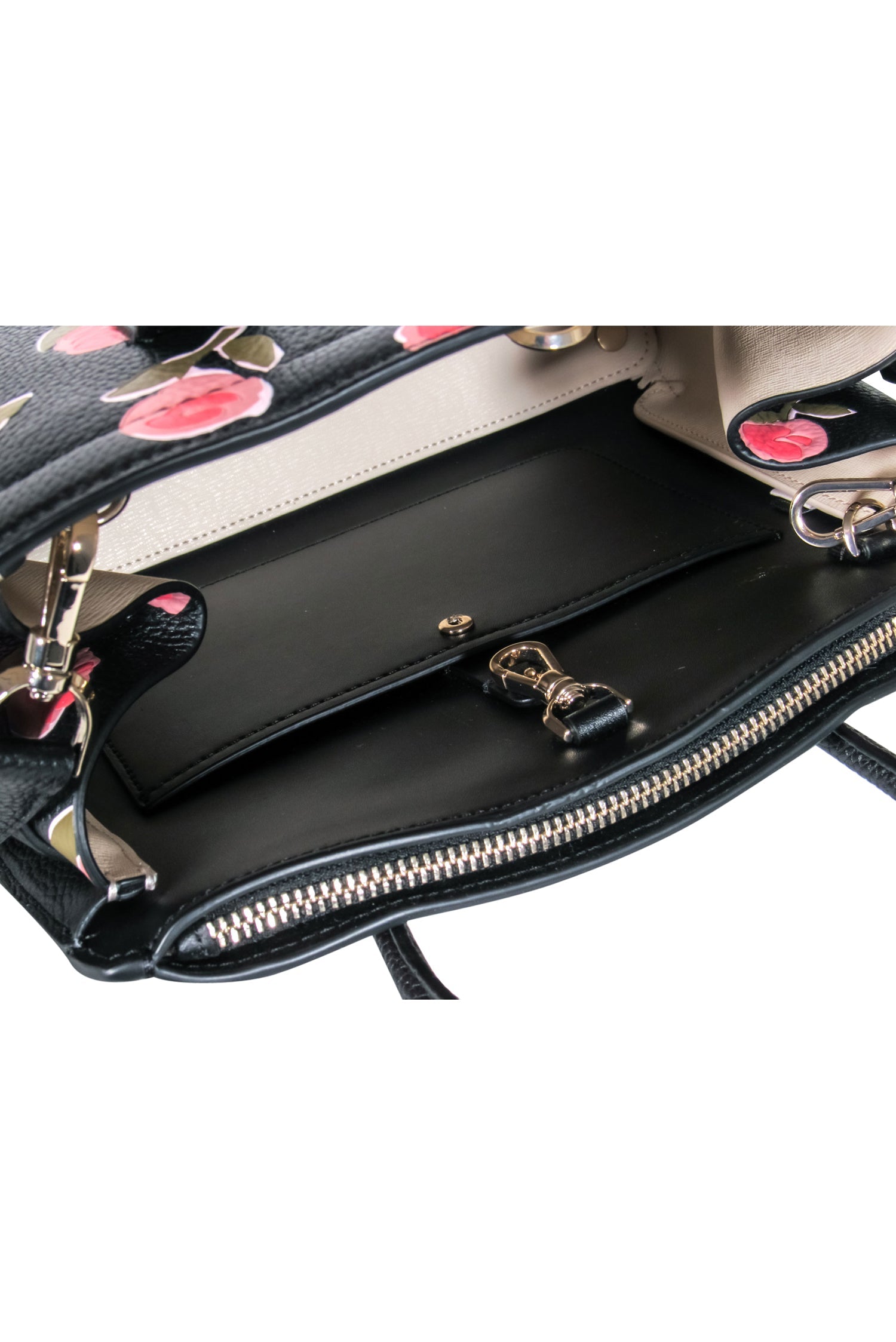 Kate Spade Black & Pink Rose Print Convertible Satchel: Chic Springtime Essential