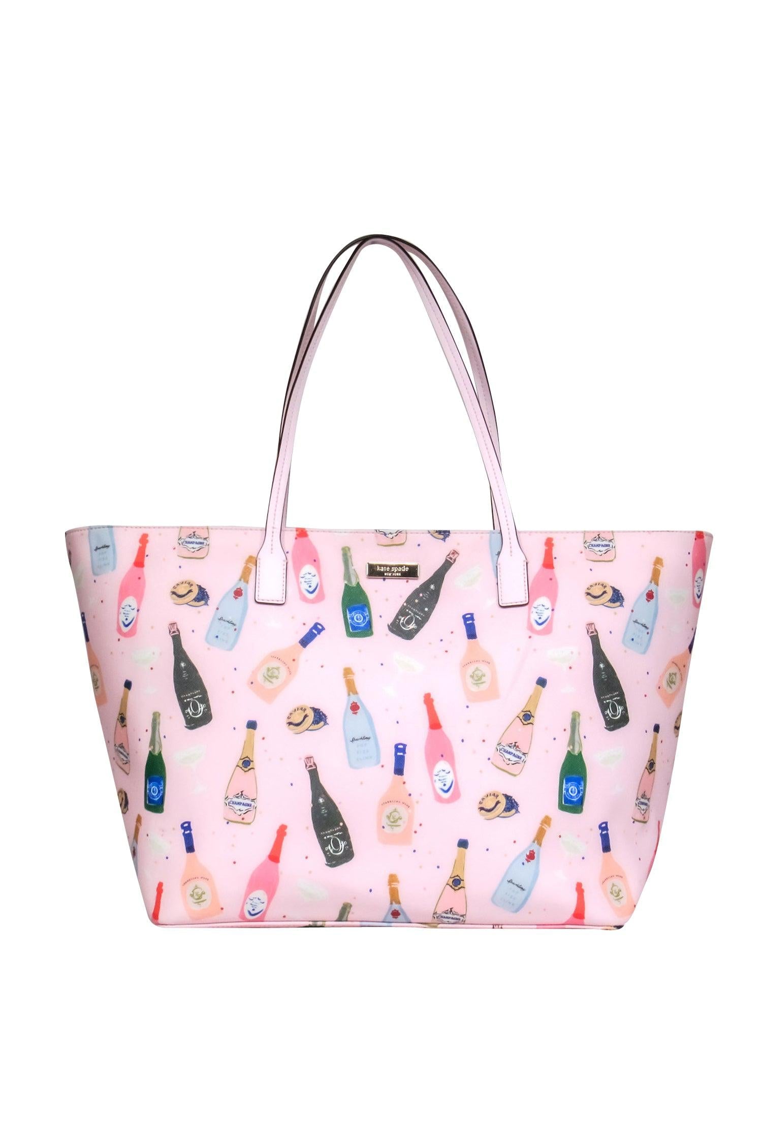 Kate Spade Pink Champagne Bottles Print Tote - A Party Essential!