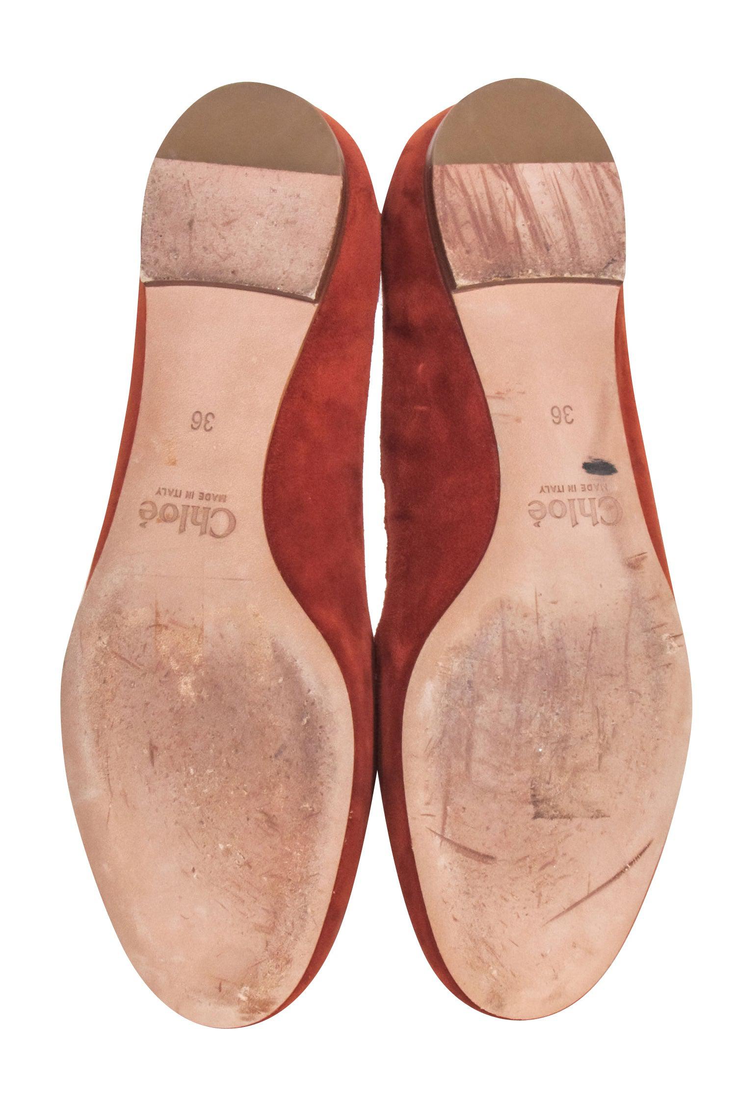 Chloe Tan Suede Scallop Edge Flats - Size 6: Boho - Chic Style!