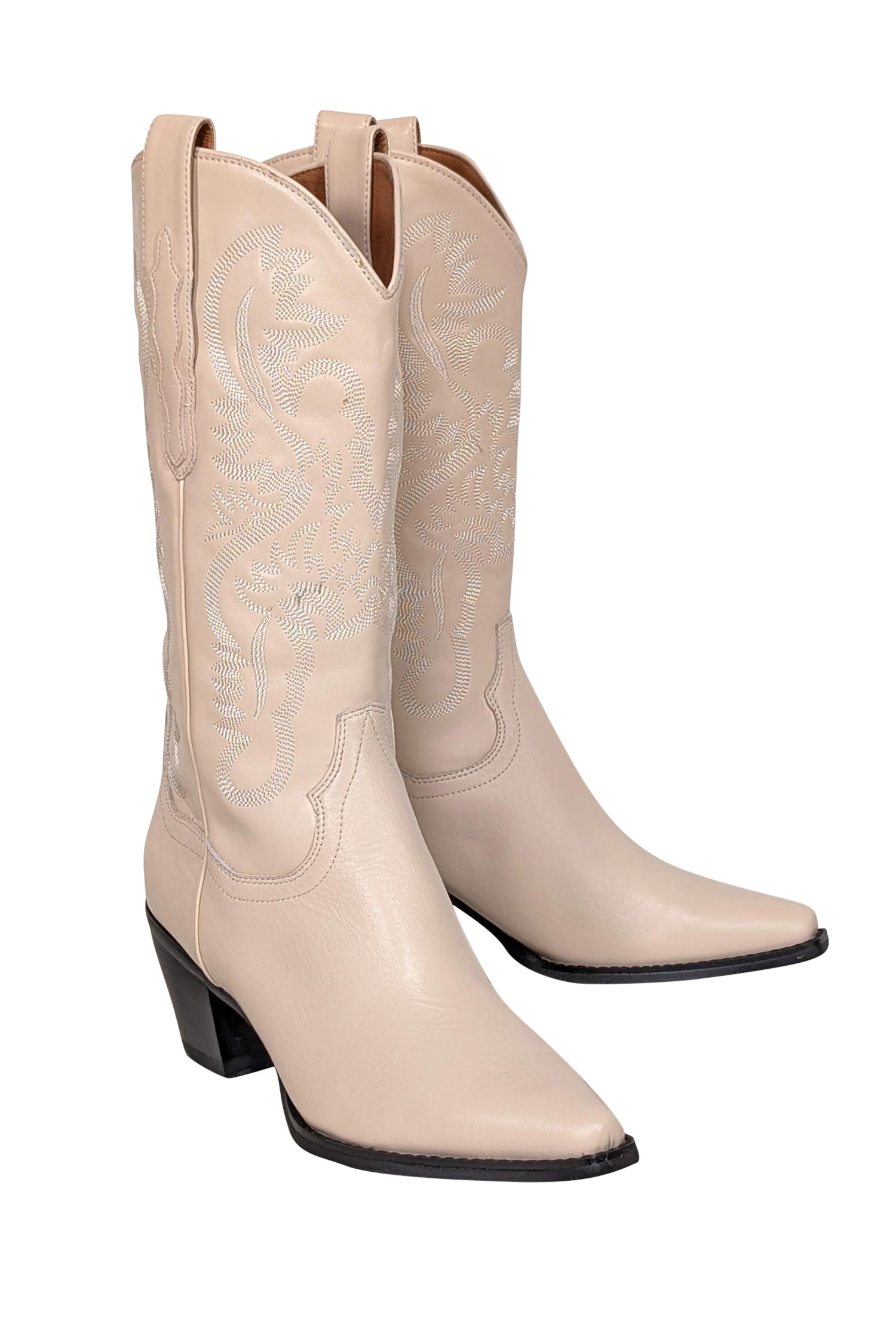Jeffrey Campbell Cream Western Tall Boots - Size 10: A Cowgirl's Dream!