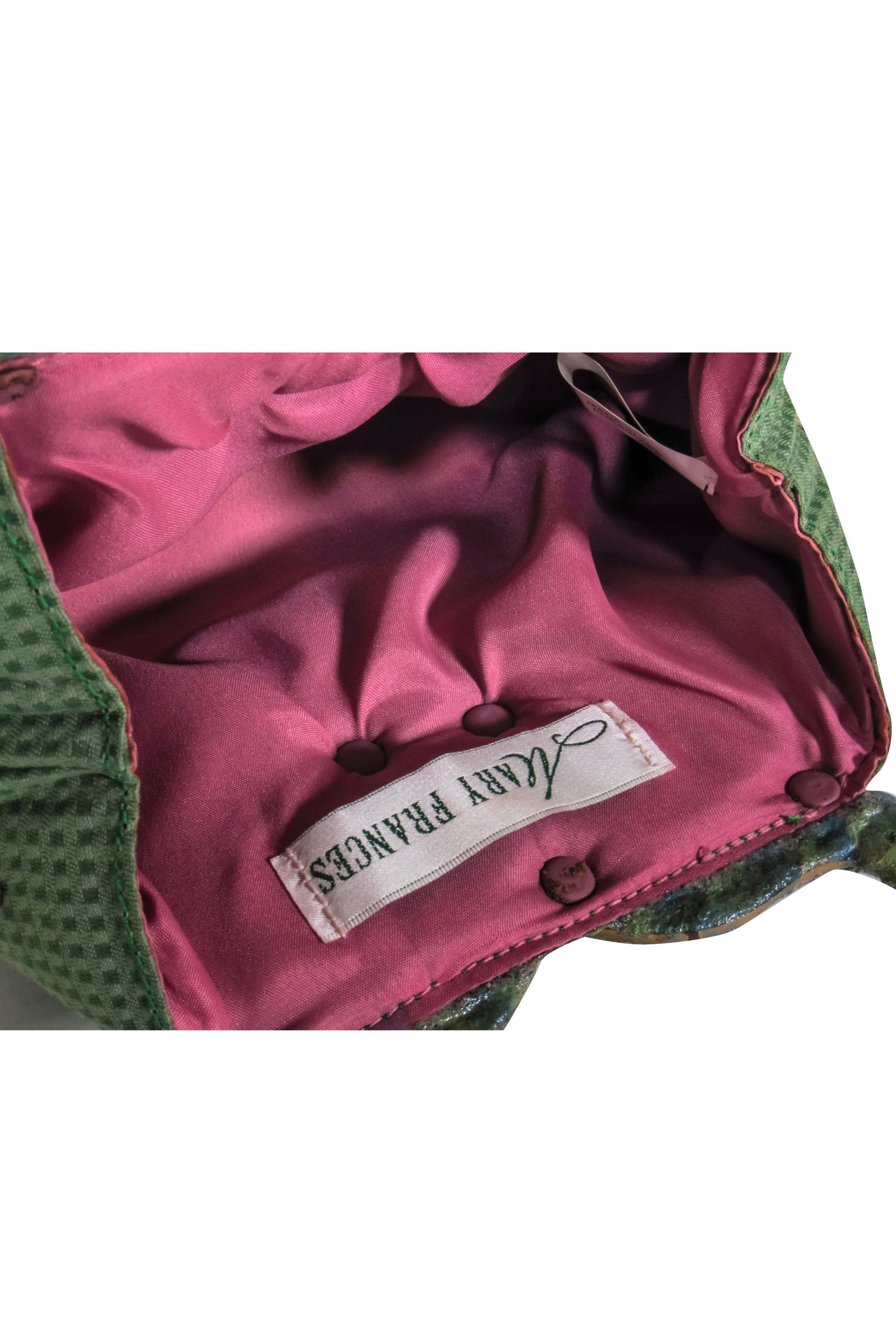 Mary Frances - Enchanting Green Mini Bag with Jewel & Floral Embellishments