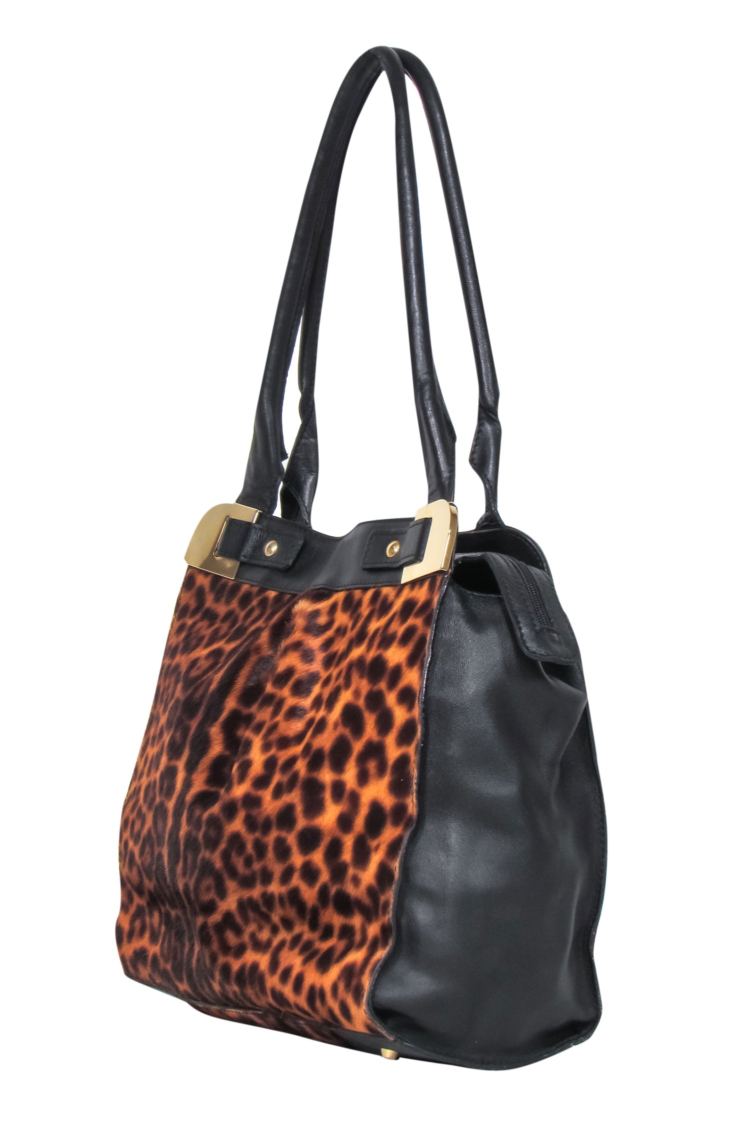 Paolo Masi - Stunning Brown & Black Calf Hair & Leather Leopard Print Shoulder Bag