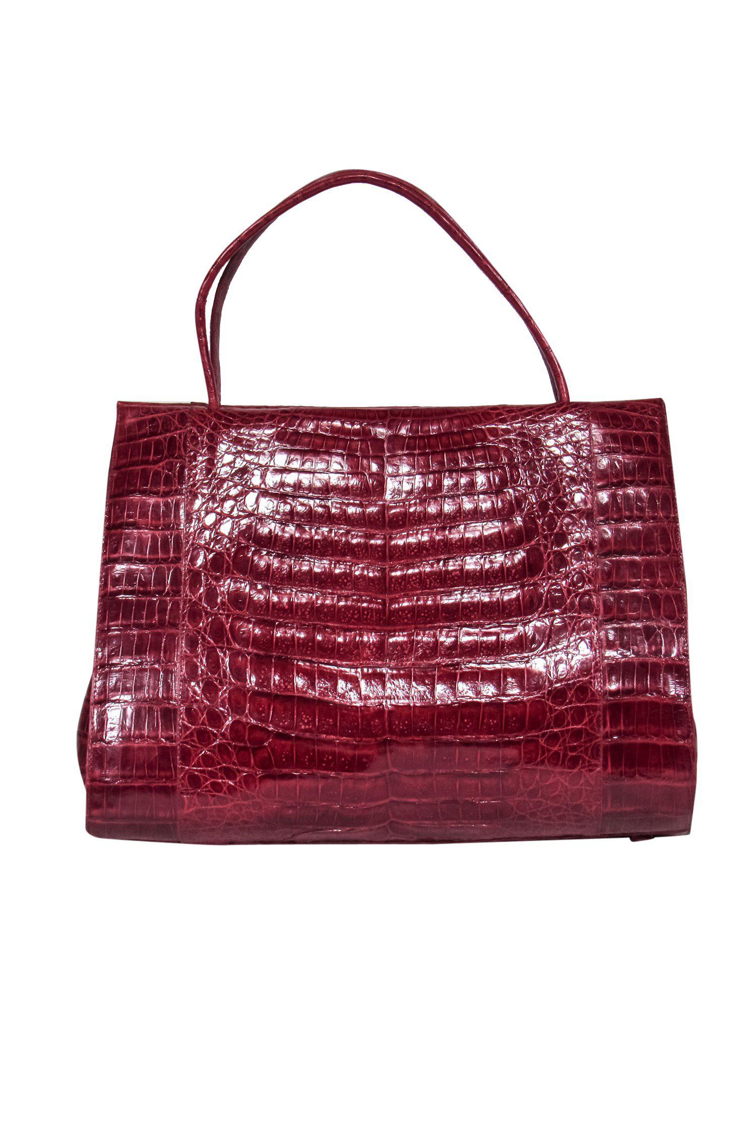 Nancy Gonzalez - Stunning Red Croc Leather Structured Handbag