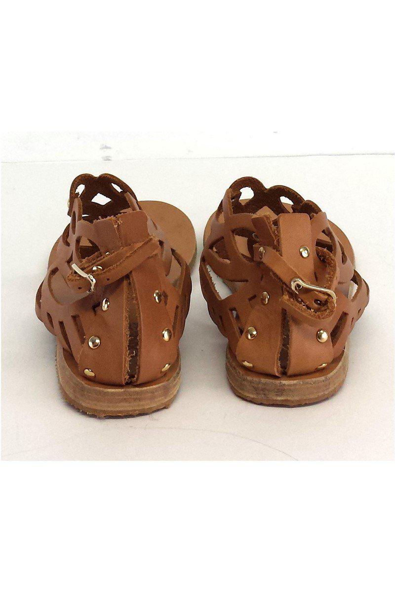 Gorgeous Ancient Greek Tan Cut-Out Leather Sandals - Size 6