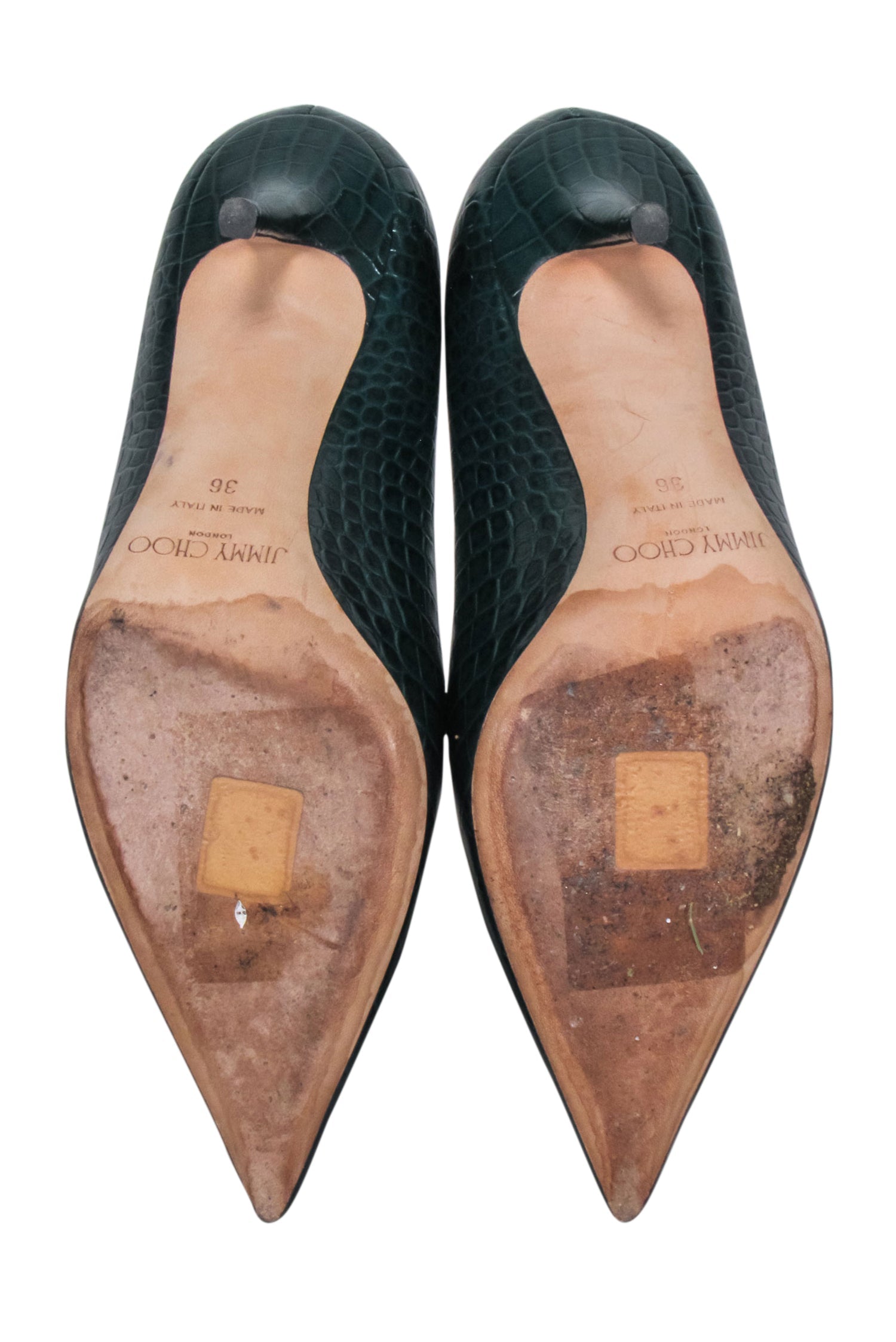 Jimmy Choo Dark Green Croc-Embossed 'Love' Heels - Size 6 - Grab Attention Now!