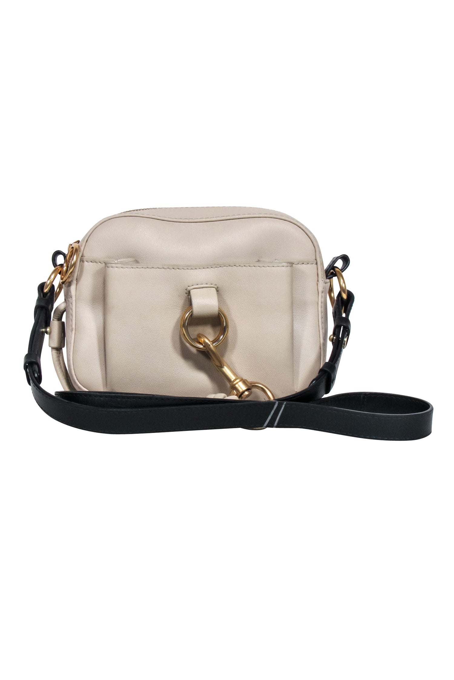 See by Chloe Beige Leather Crossbody Bag with Black Strap