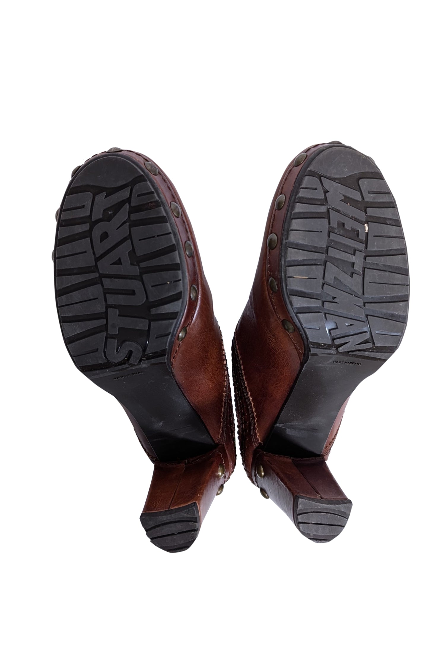 Stuart Weitzman Tan Leather Heeled Clogs - Size 8 - Elevate Your Fall Style!