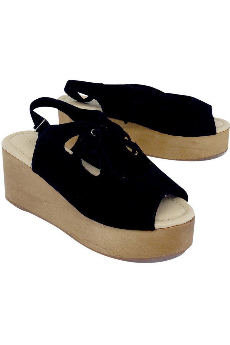 Gorgeous Madison Harding Black Suede Wooden Platform Heels in Size 7 - Grab Yours Now!
