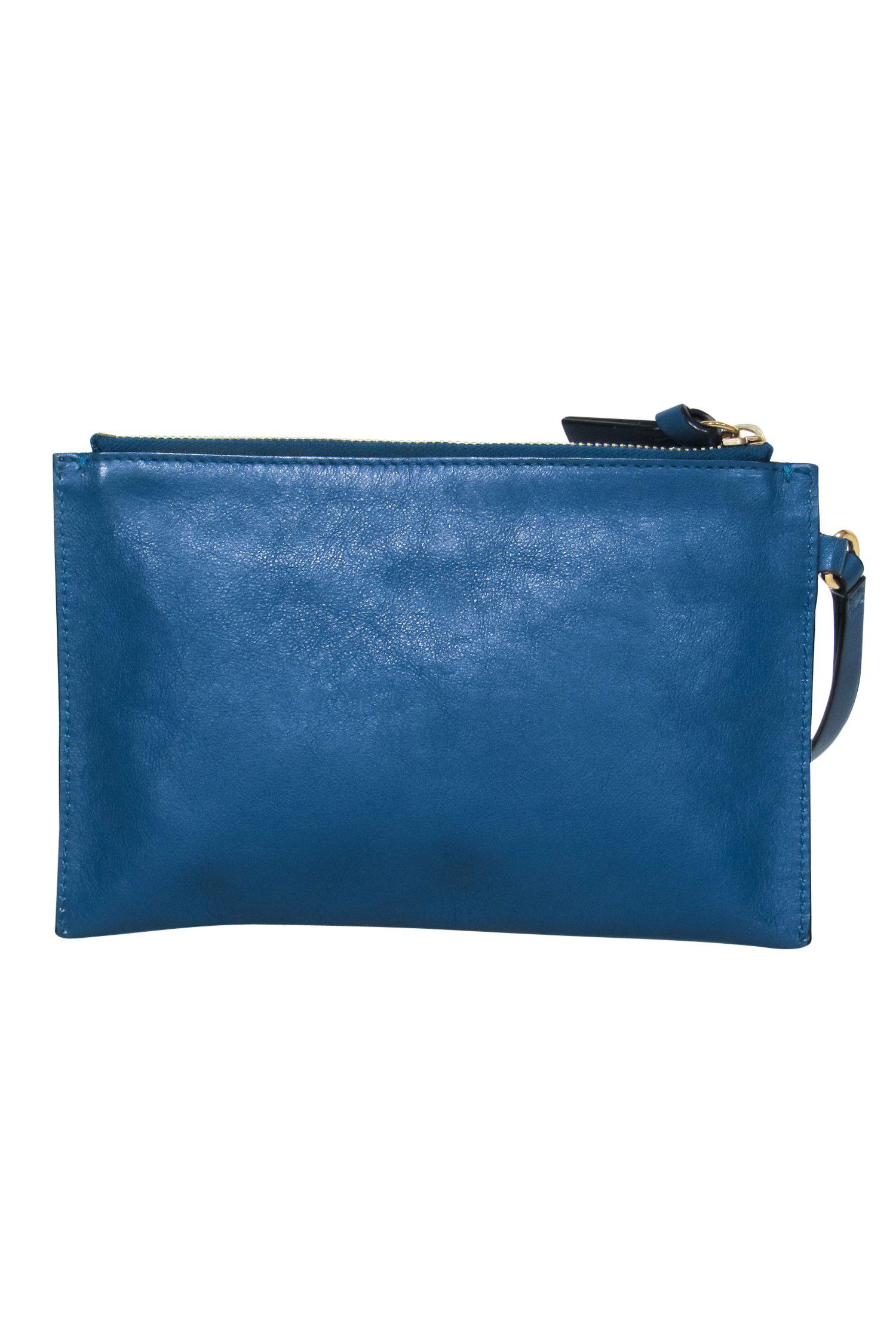 Chloe - Stunning Teal Leather Zippered Wristlet