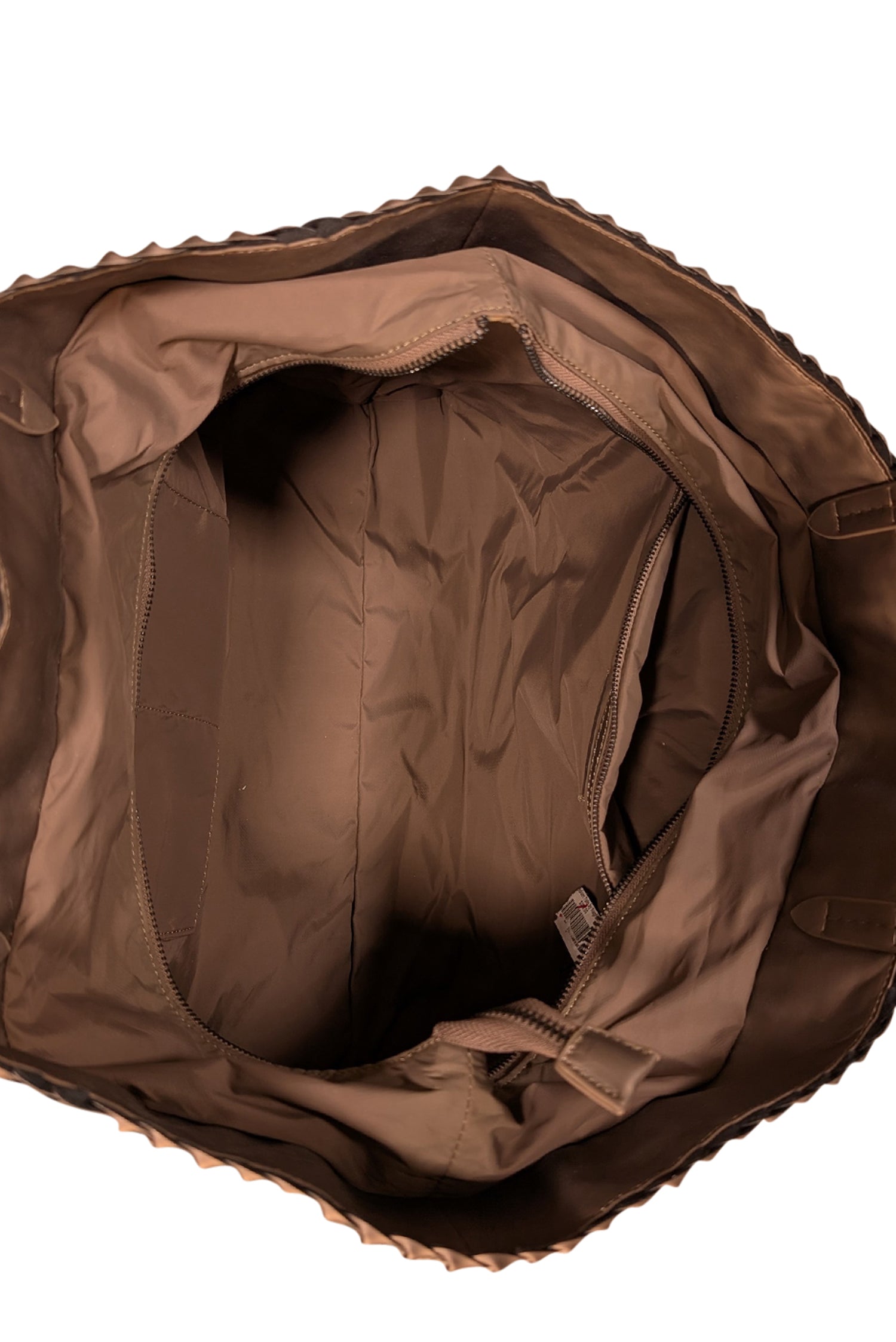 Naghedi Metallic Taupe Woven Large Tote - Fashionable Essential