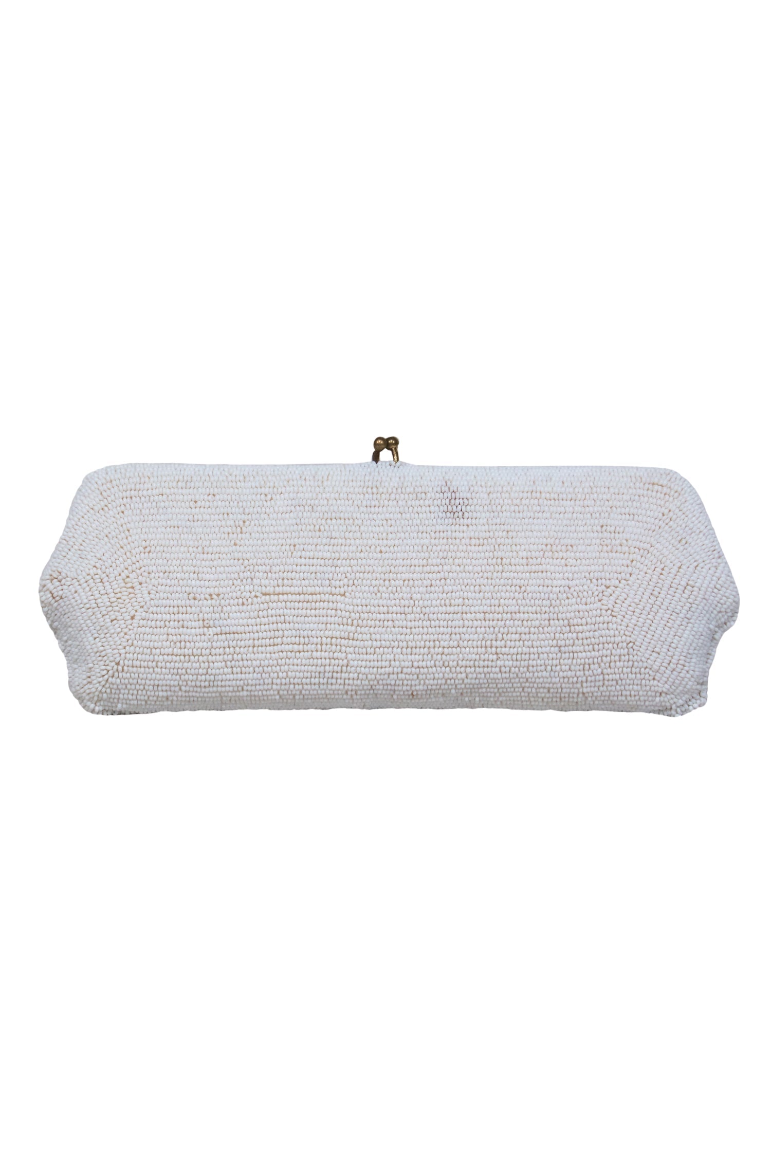 Saks Fifth Avenue - Stunning Small White Beaded & Floral Embroidered Clasped Clutch
