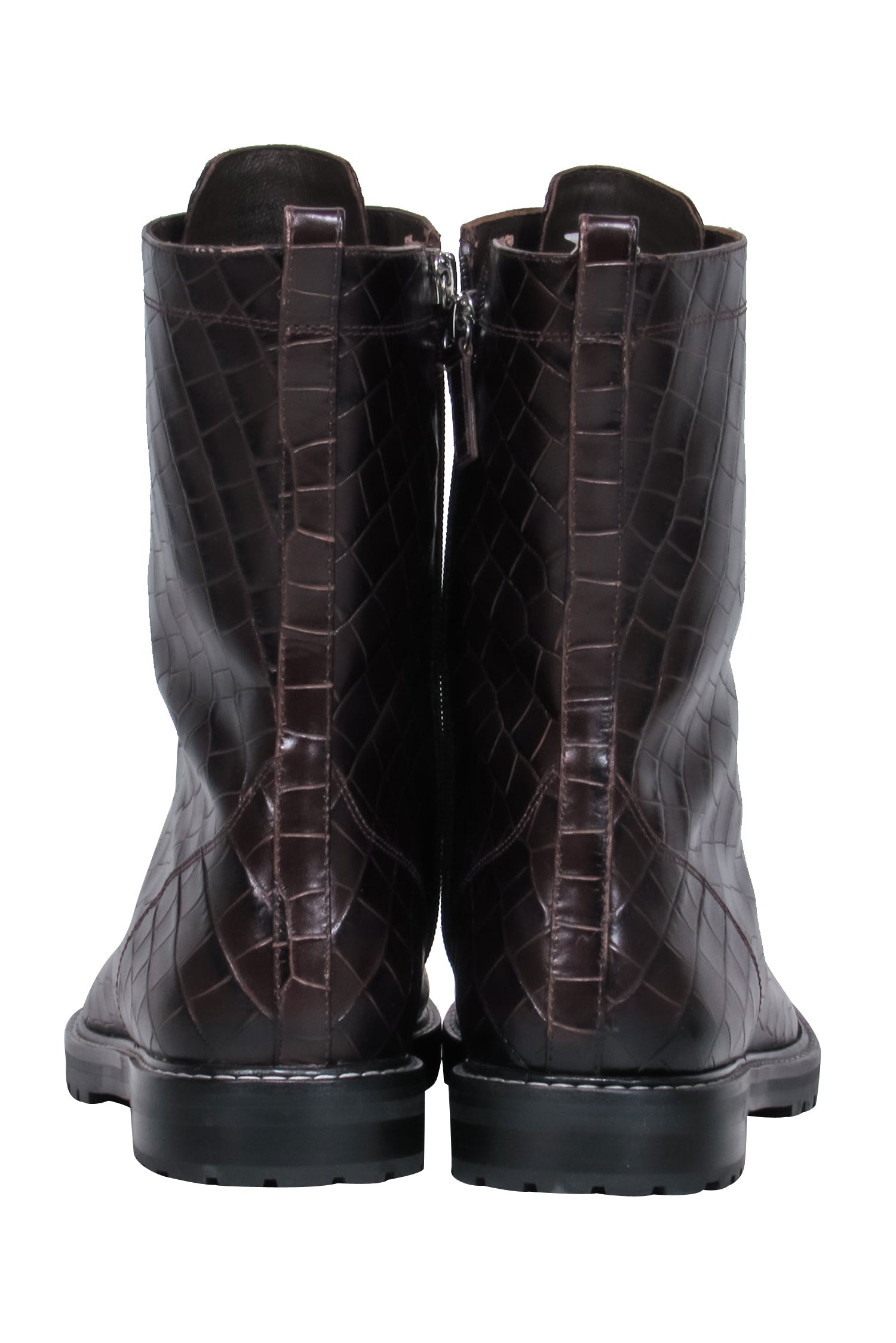 J.Crew's Stunning Brown Croc Embossed Lace-Up Boots - Size 12
