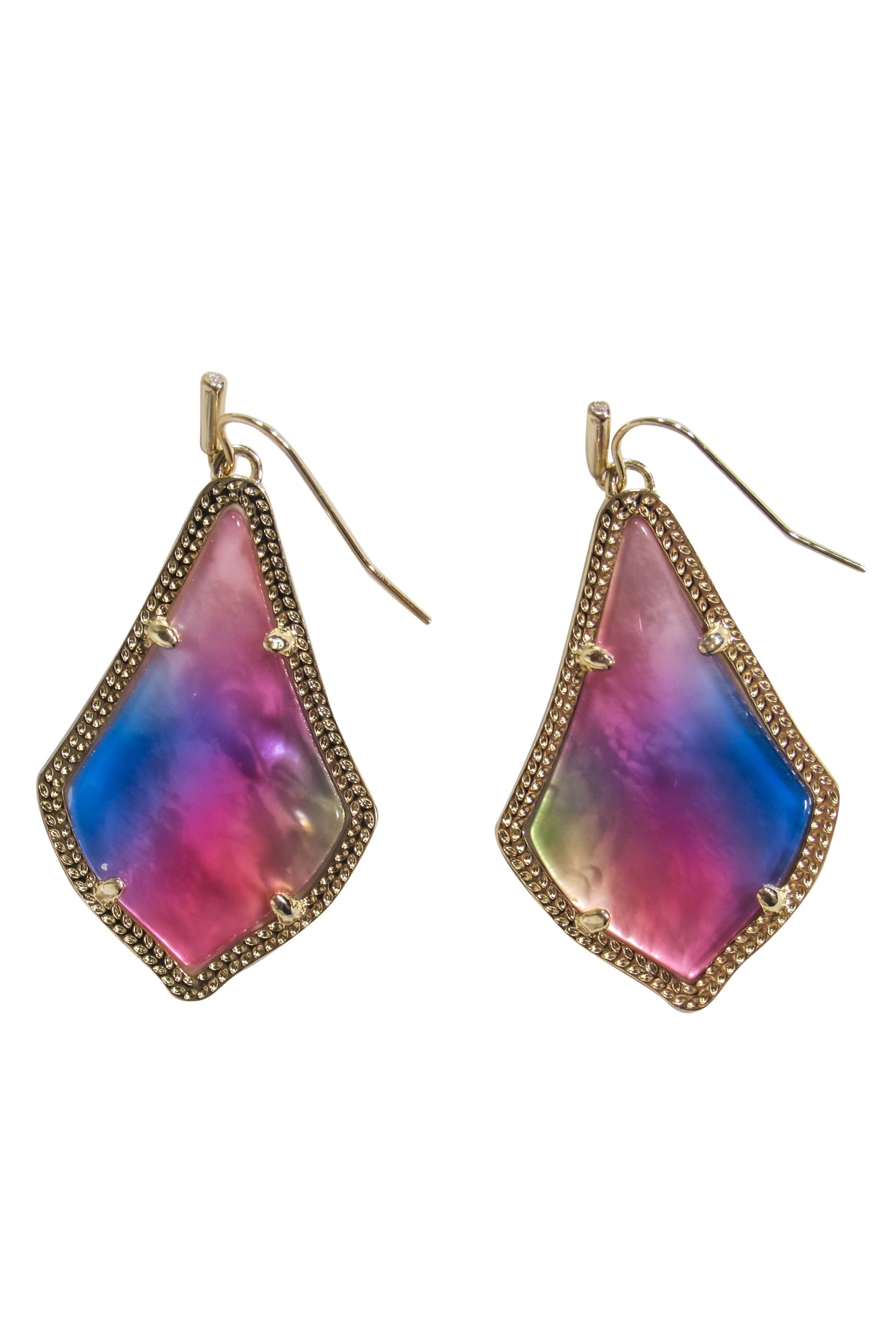 Kendra Scott's Stunning Gold & Multicolor Iridescent Dangle Earrings