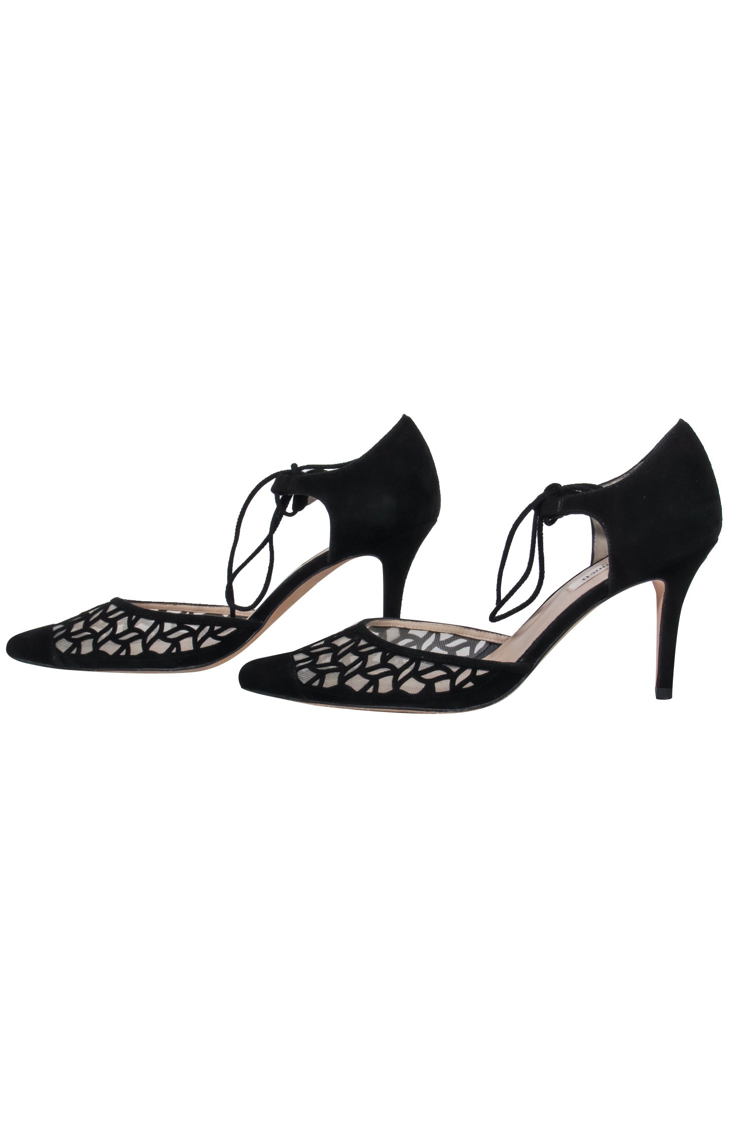 L.K. Bennett Black Suede Lattice Pointy Toe Pumps - Size 9.5 - Must-Have Elegance!