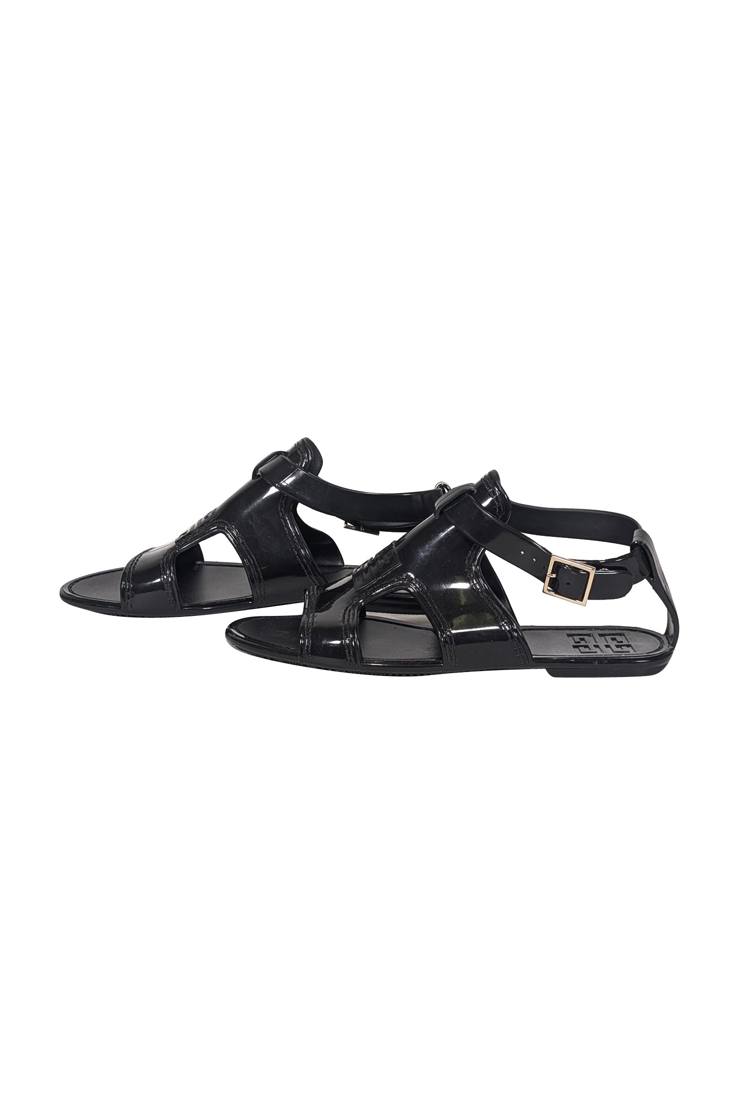 Givenchy - Stylish Black Rubber Strappy Sandals in Size 9