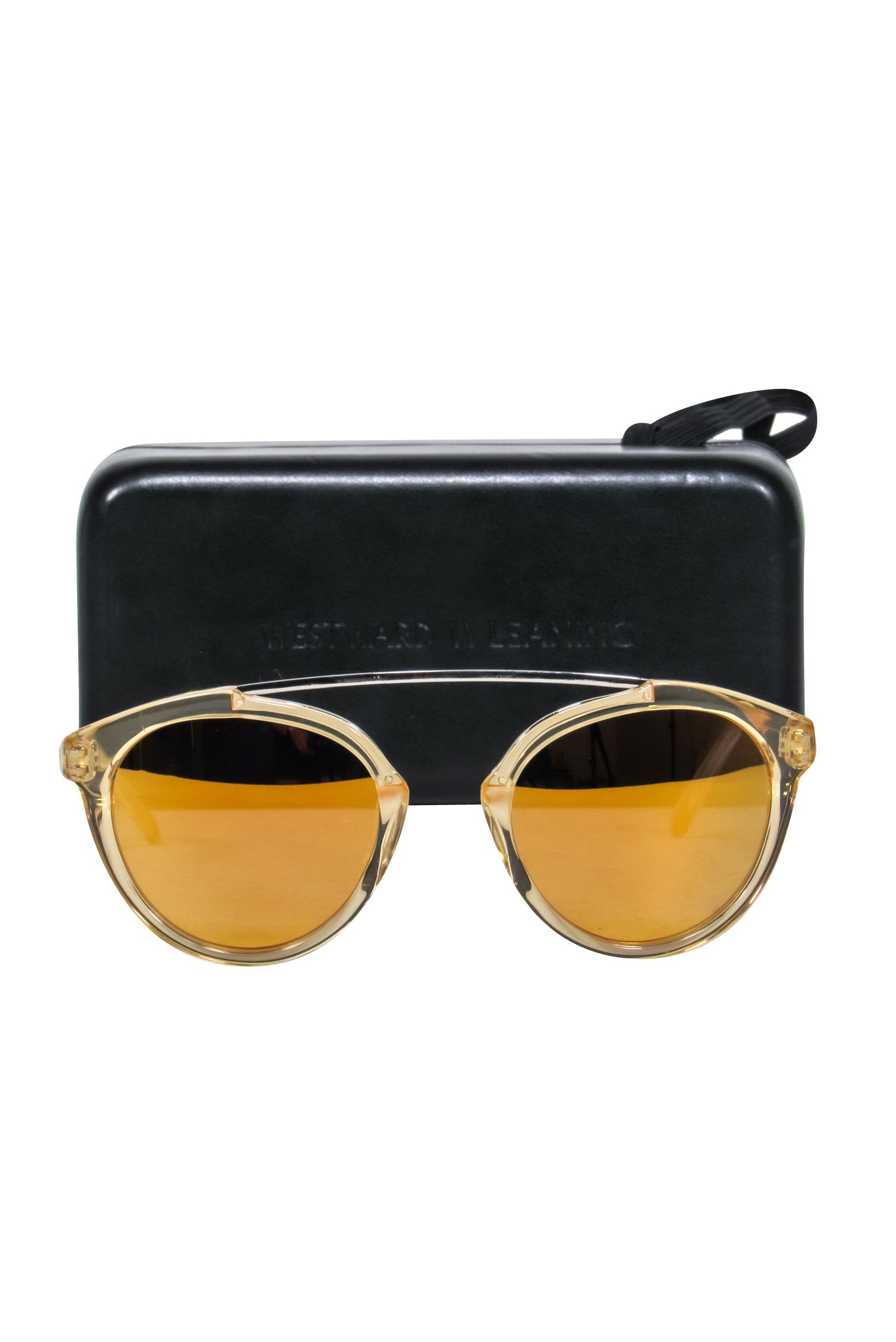 Westward Leaning Yellow Lens & Gold Frame Tropical Sunglasses