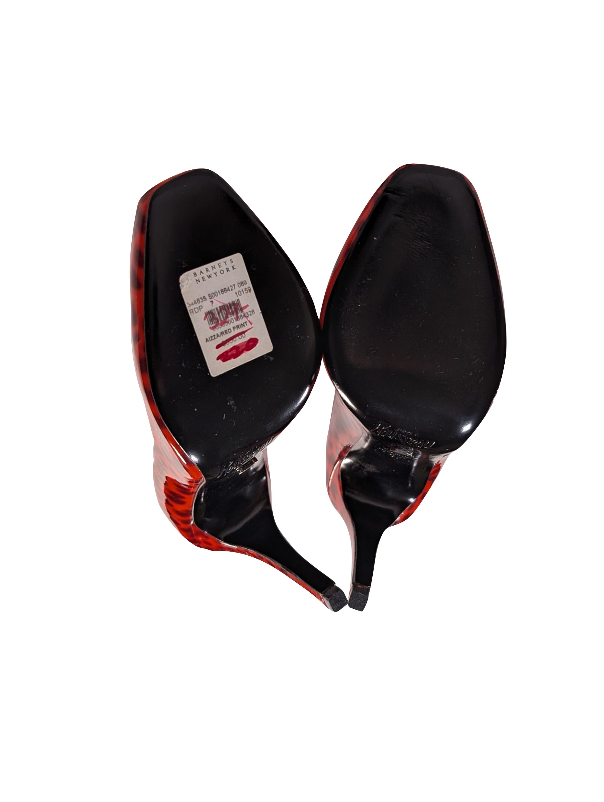 Jerome C. Rousseau Red Leopard Print Patent Leather Heels - Size 7: A Wildly Chic Fashion Statement