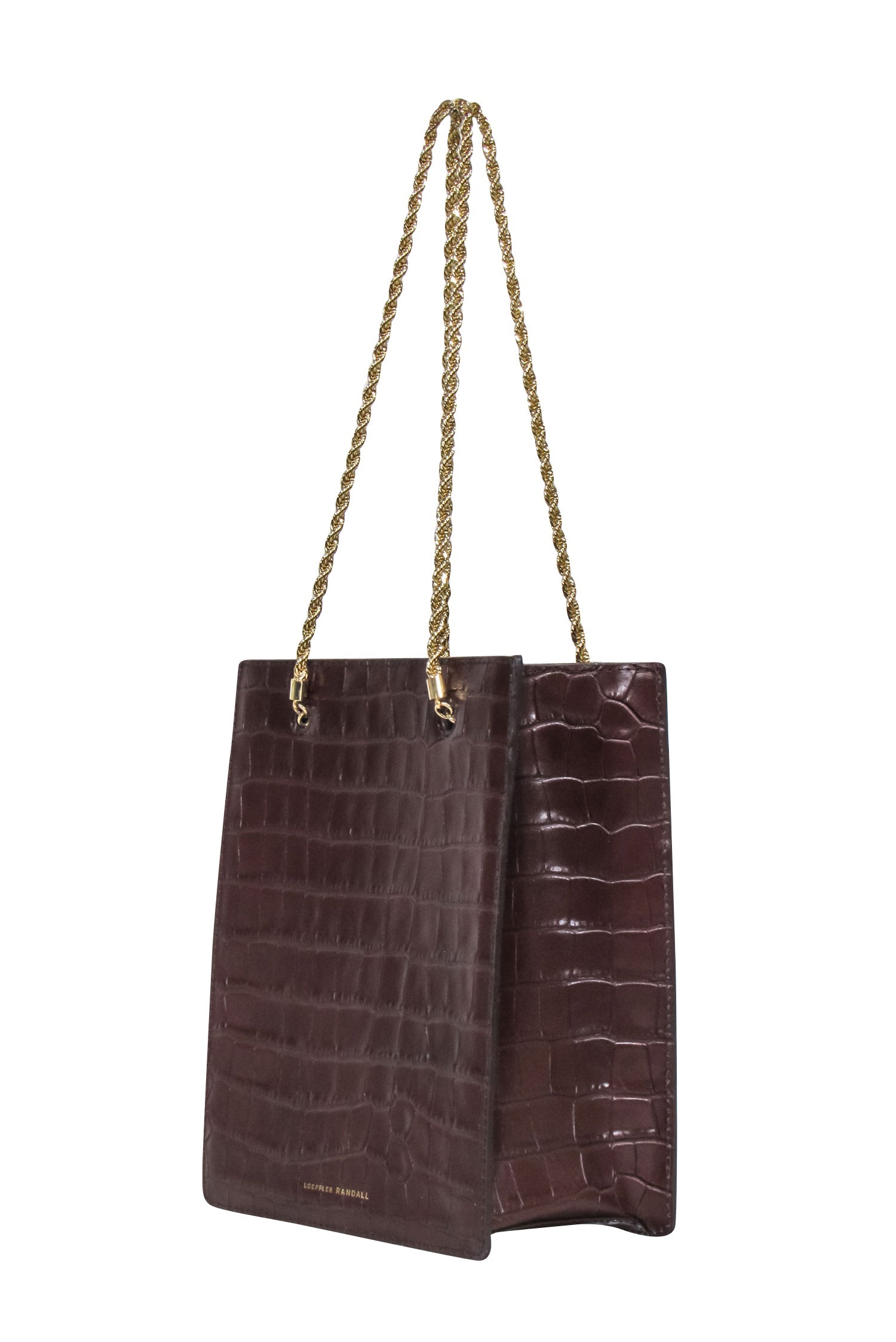 Loeffler Randall Chocolate Brown Croc-Embossed Shopper Handbag - The Chic 'It Girl' Essential