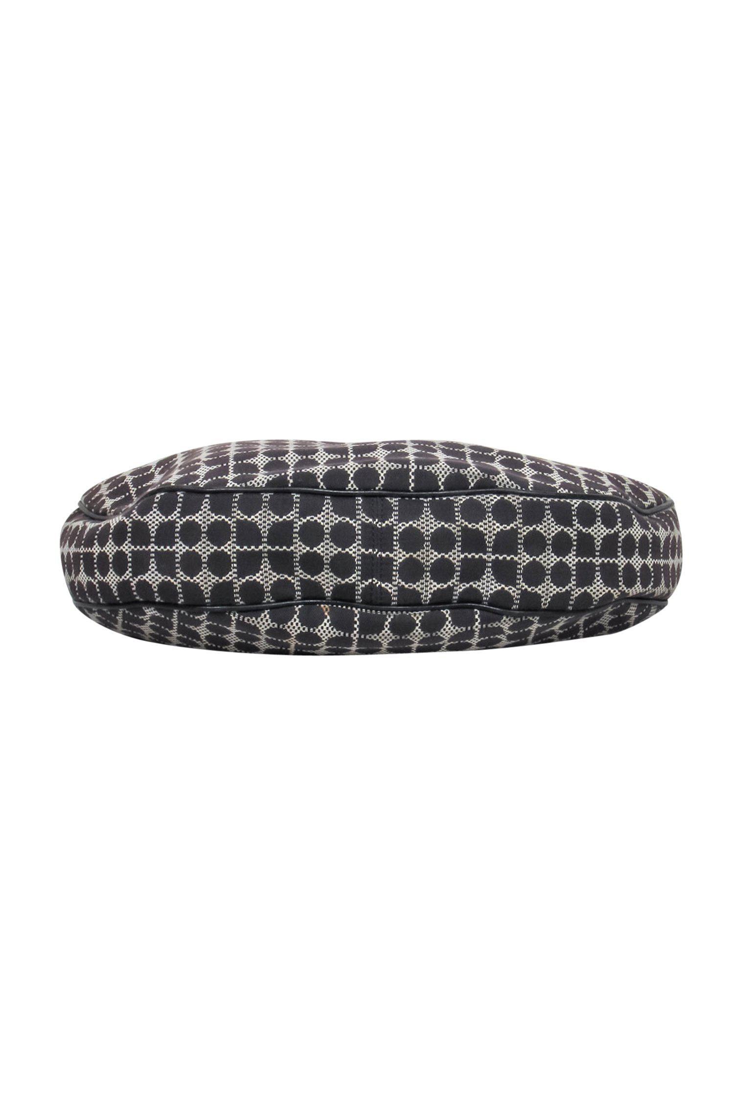 Kate Spade's Chic Dark Brown Patterned Canvas & Leather Hobo Bag