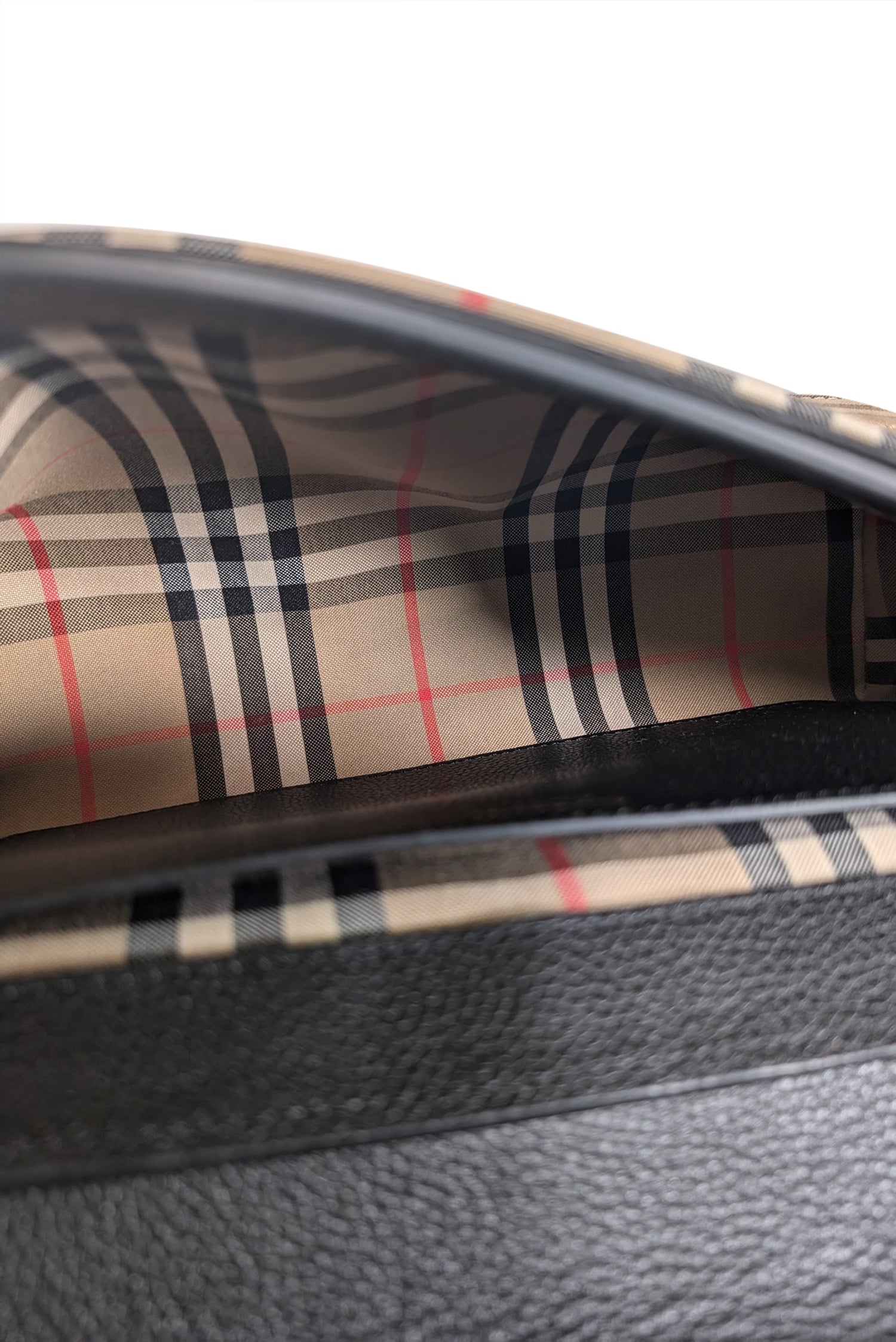 Burberry - Stunning Black Leather & Vintage Check Note Crossbody Bag