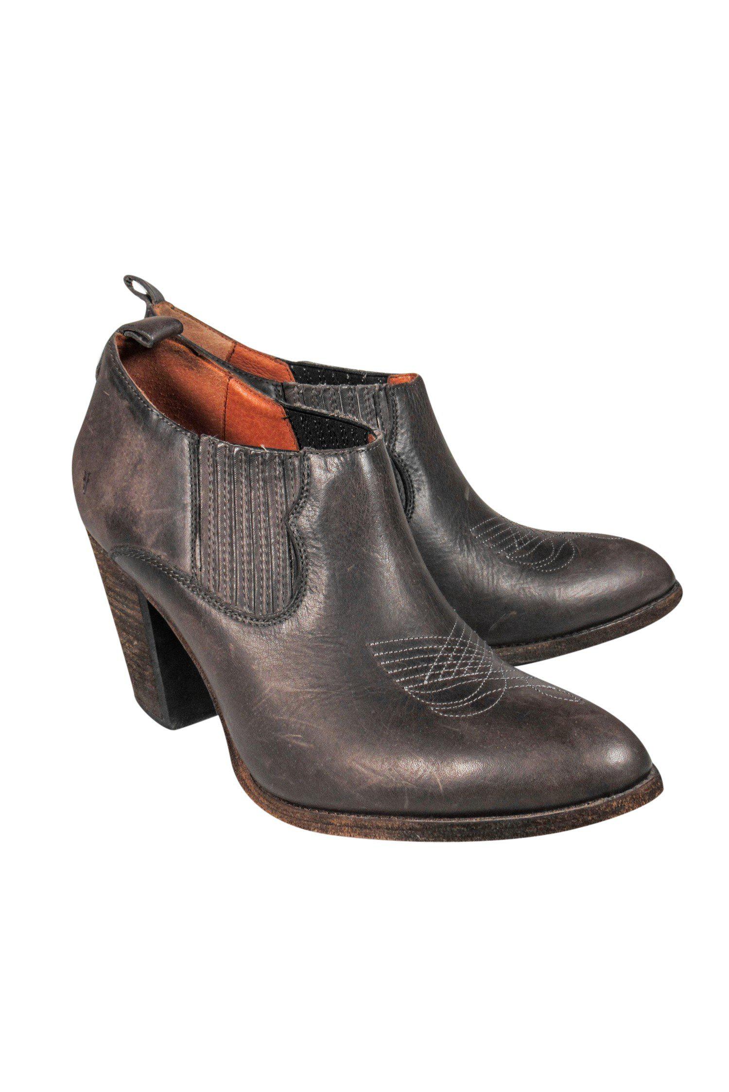 Frye Dark Gray Western Booties with Stitching - Size 11