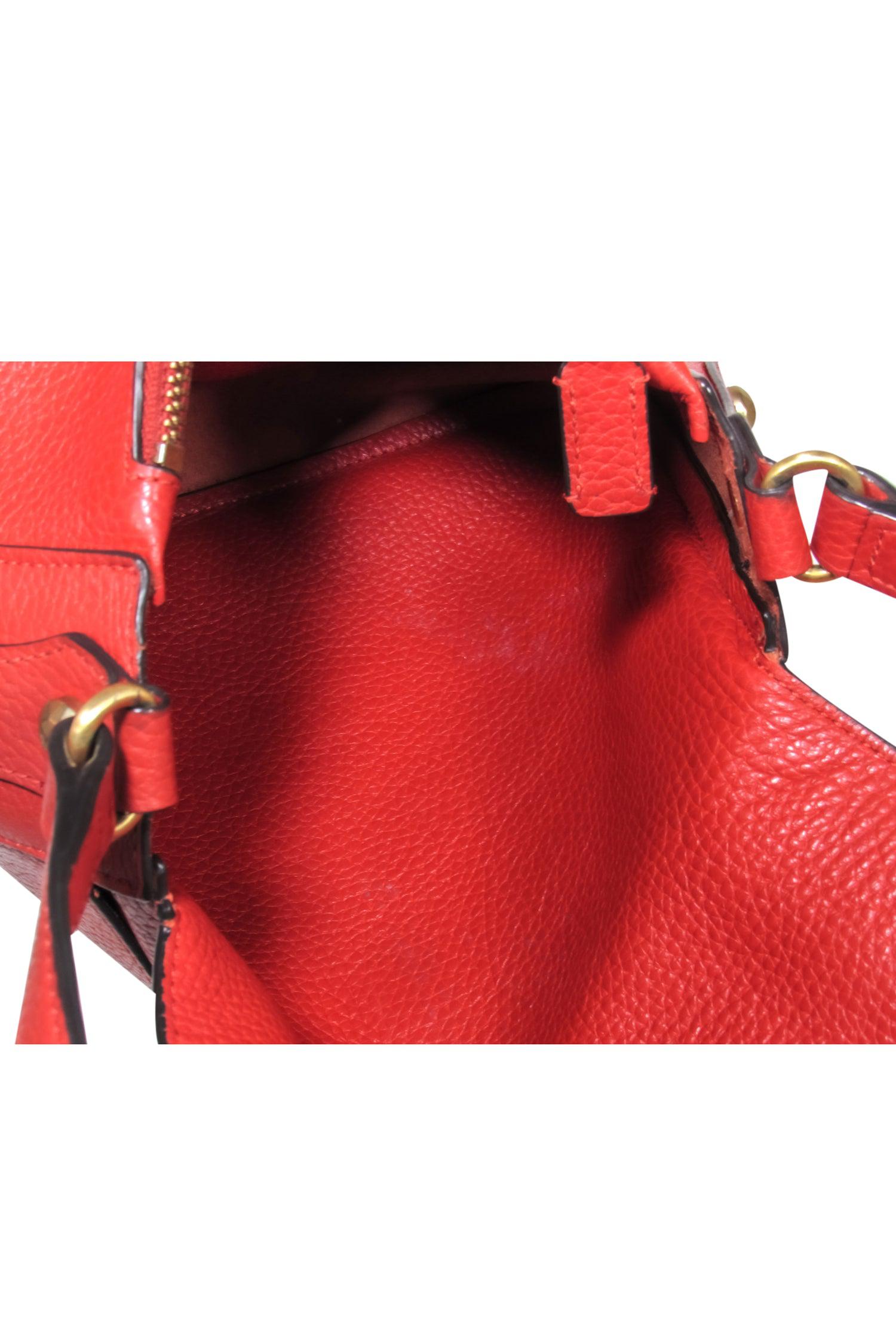 Annabel Ingall's Stunning Red Textured Leather Crossbody Bag with Top Flap