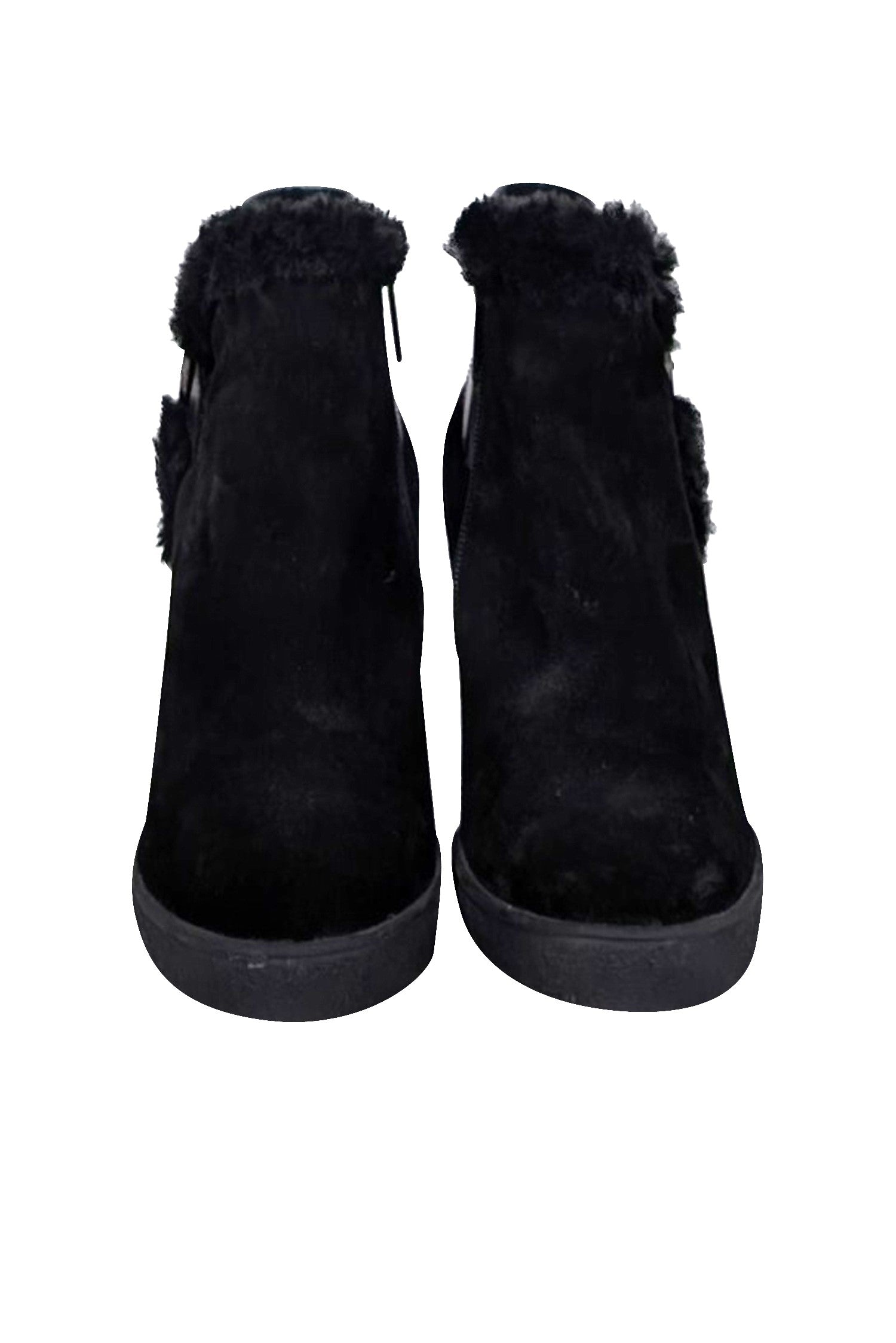 Aquatalia Black Suede Wedged Short Boots - Size 8: Your Winter Style Essential